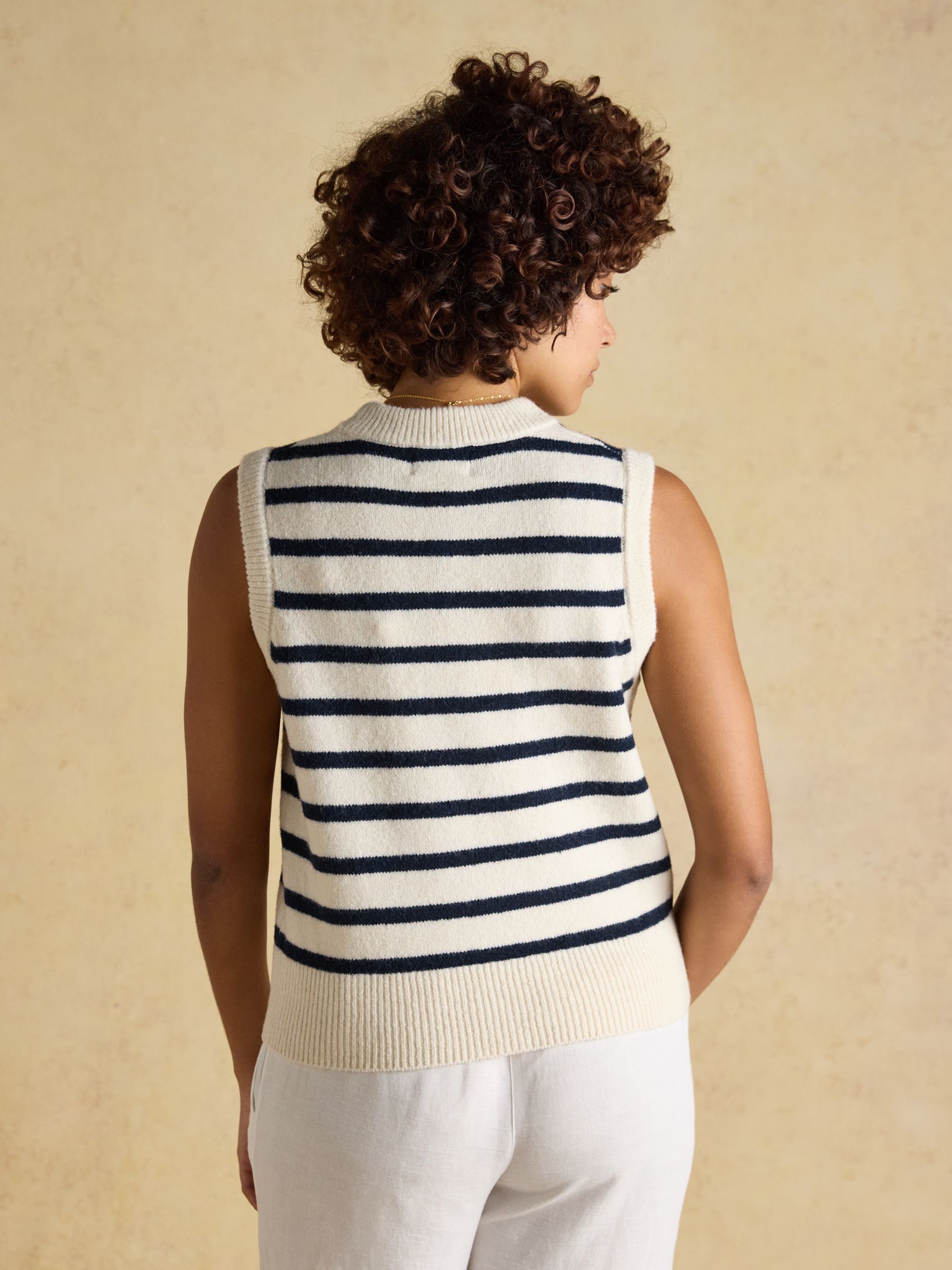 Holly Cream & Navy Striped Knitted Vest - Image 2 of 6