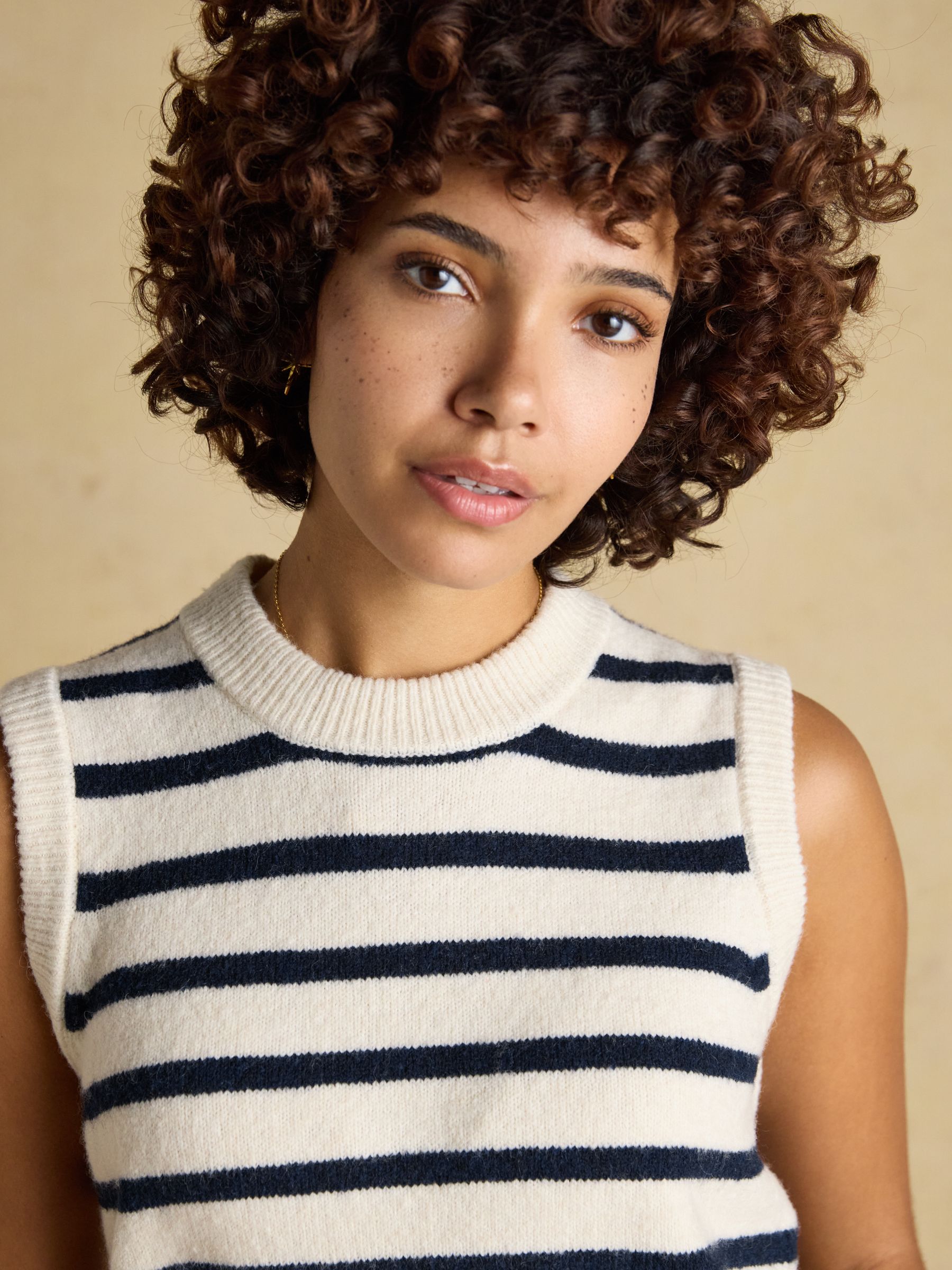 Holly Cream & Navy Striped Knitted Vest - Image 3 of 6