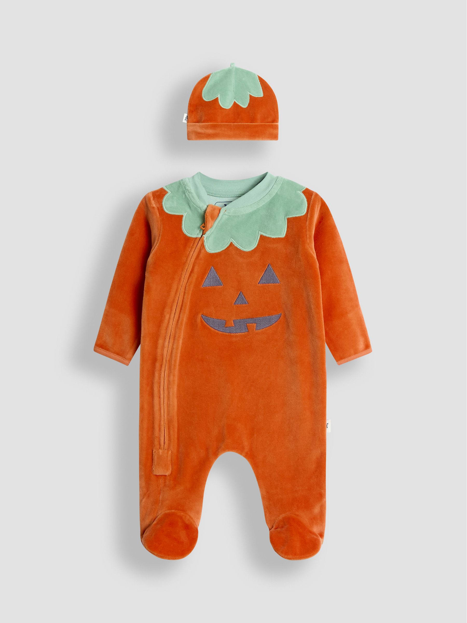 Orange Velour Pumpkin All-In-One & Hat Set - Image 4 of 7