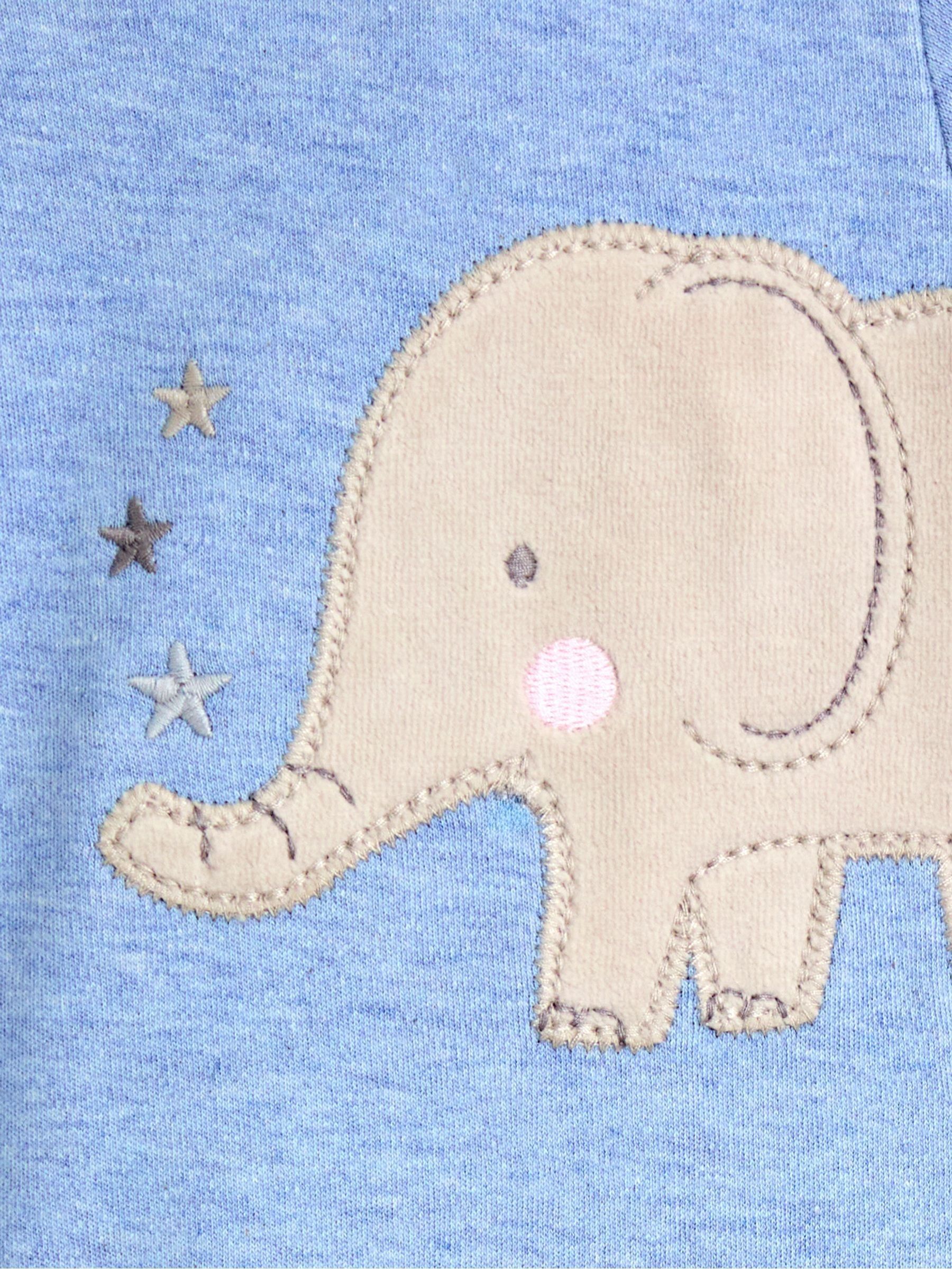 Blue Elephant 100% Cotton Footed Appliqué Sleepsuit - Image 3 of 3