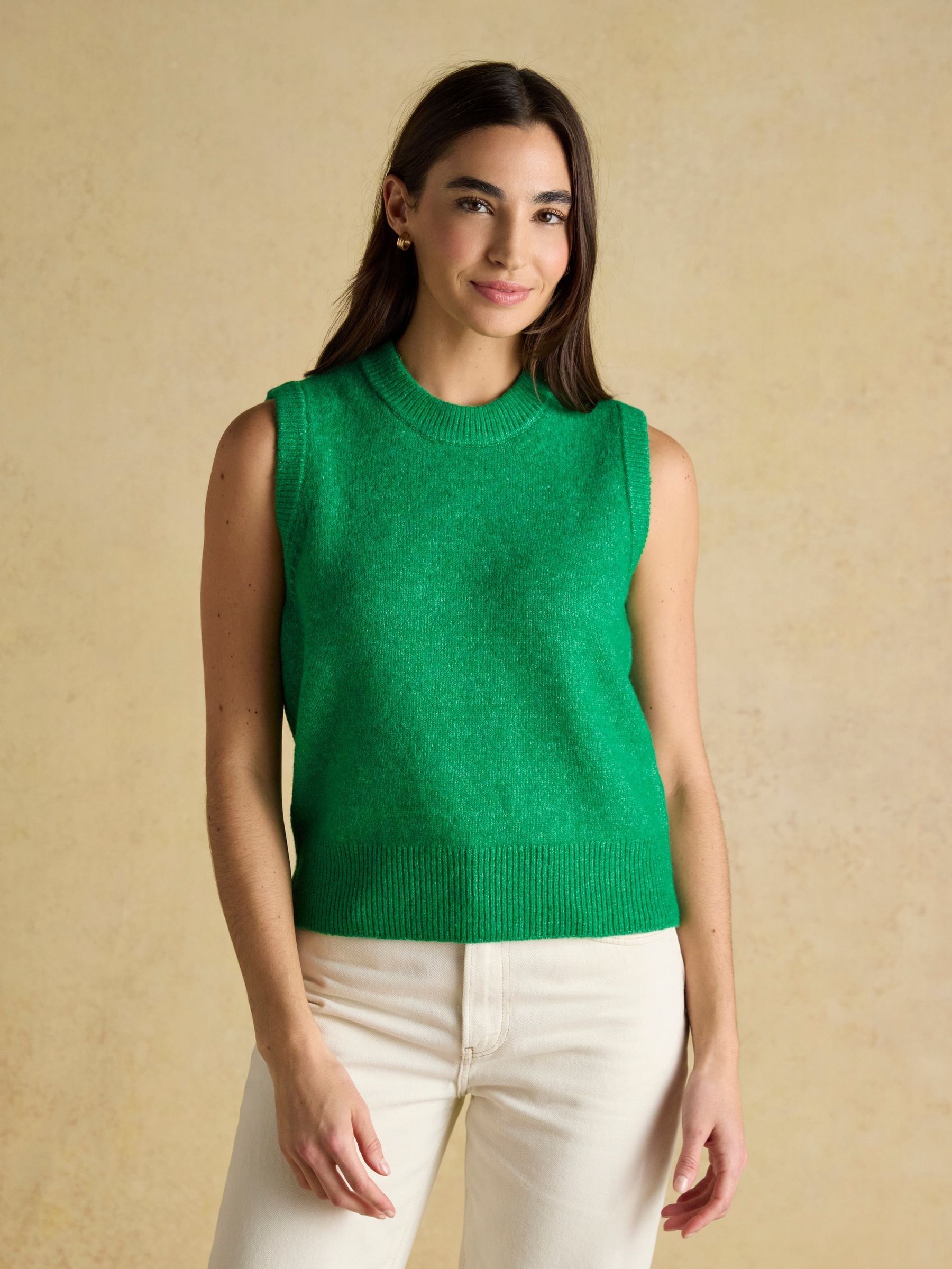 Holly Green Knitted Crew Neck Vest - Image 1 of 7