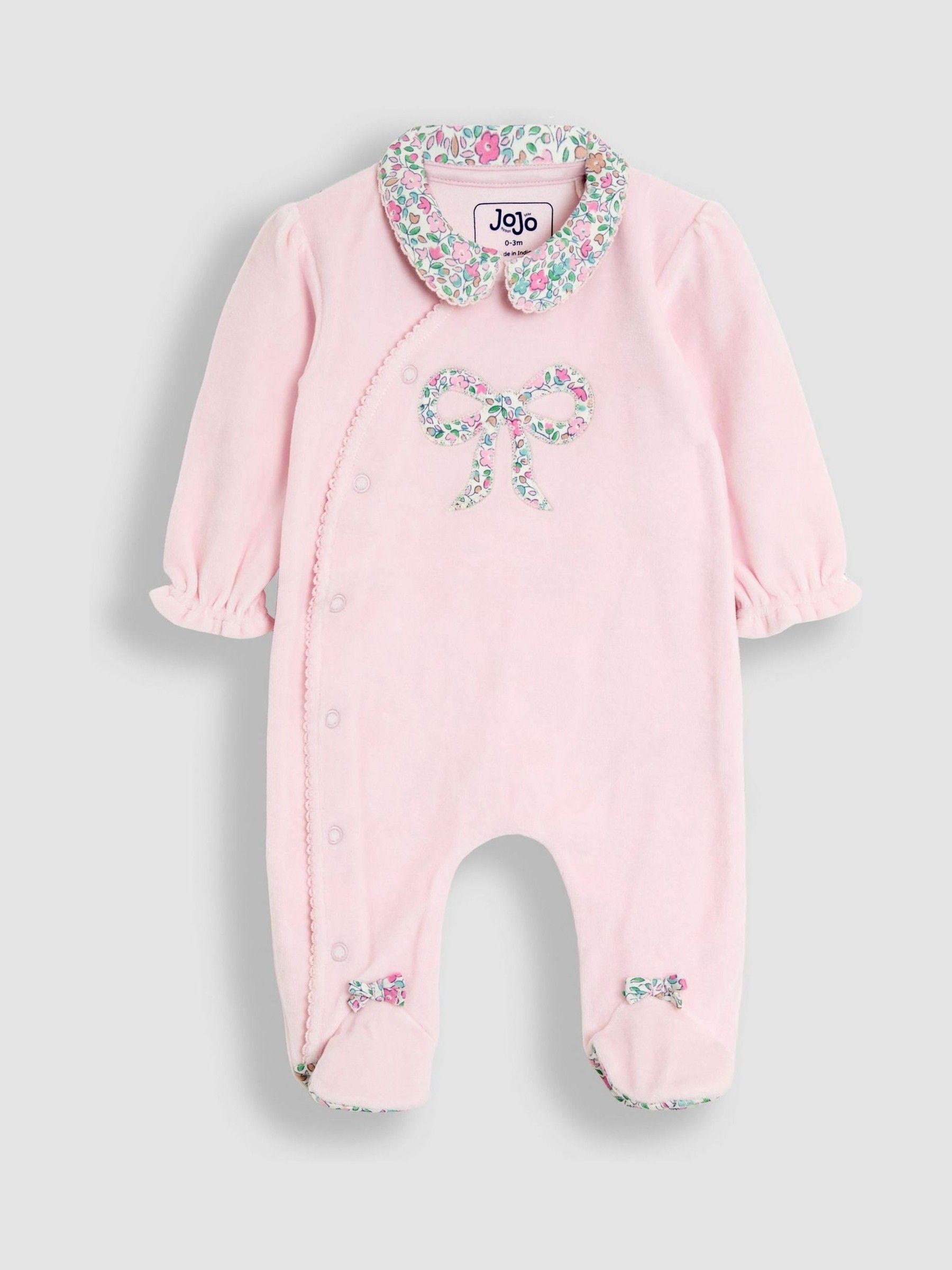 Pink Bow Ditsy Floral Velour All-In-One - Image 1 of 5