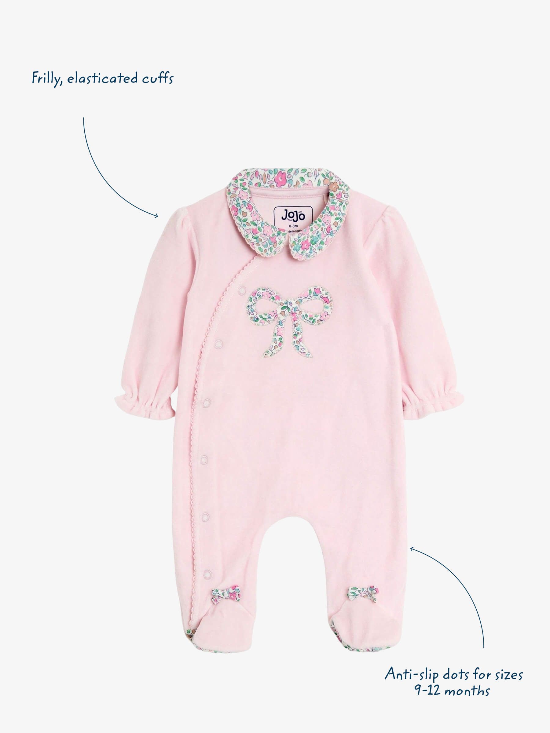 Pink Bow Ditsy Floral Velour All-In-One - Image 3 of 5