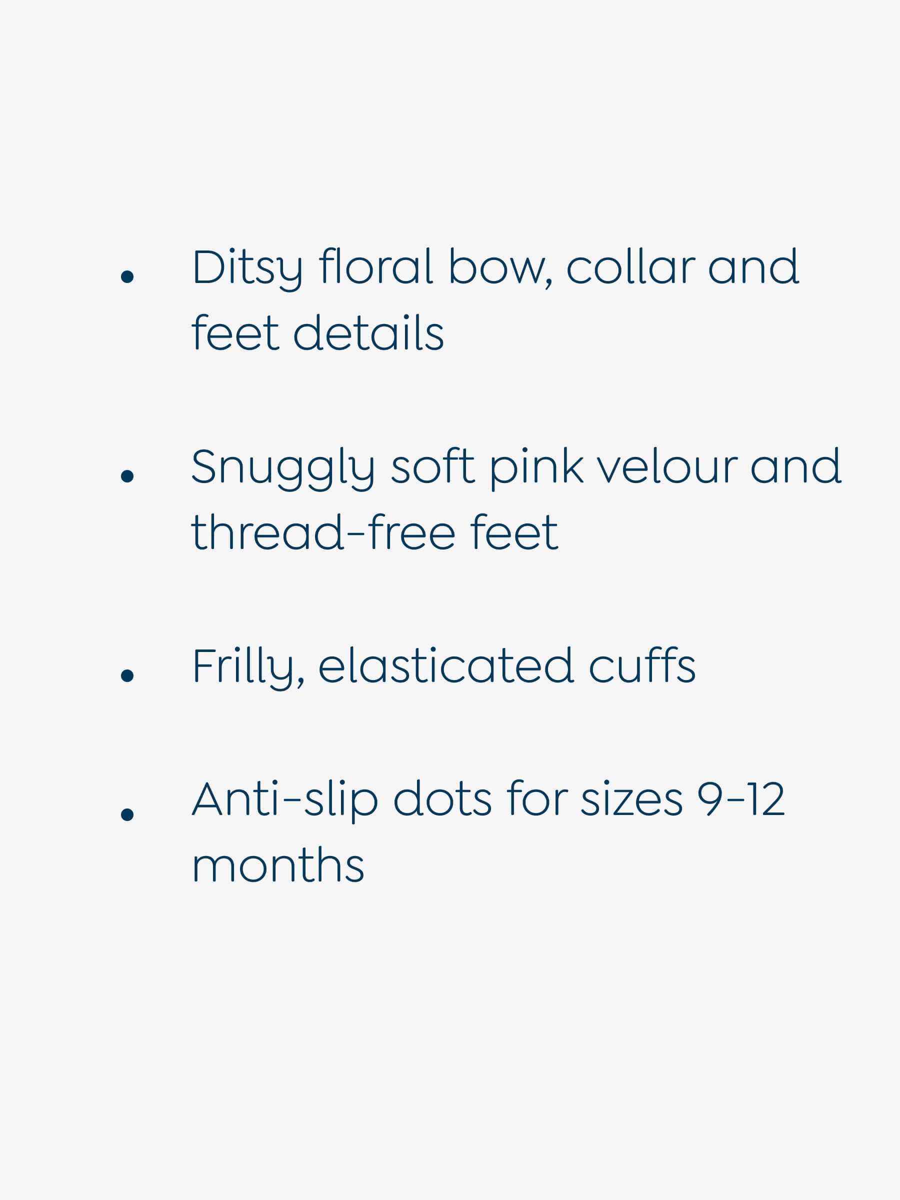 Pink Bow Ditsy Floral Velour All-In-One - Image 4 of 5