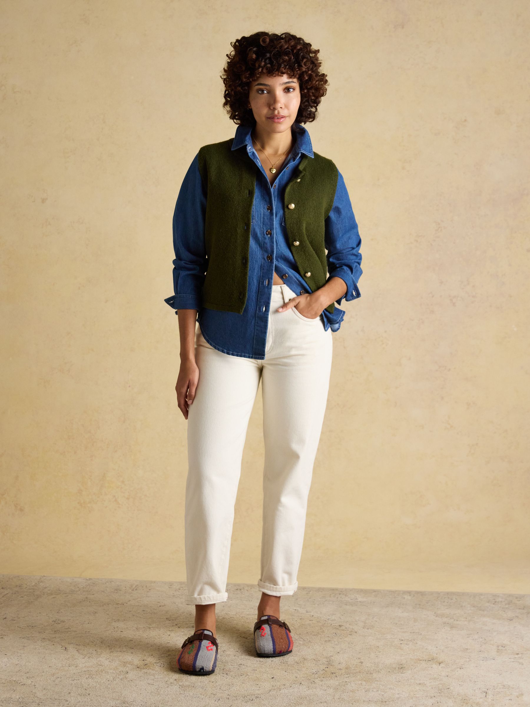 Holly Khaki Green Button Through Knitted Vest - Image 7 of 8