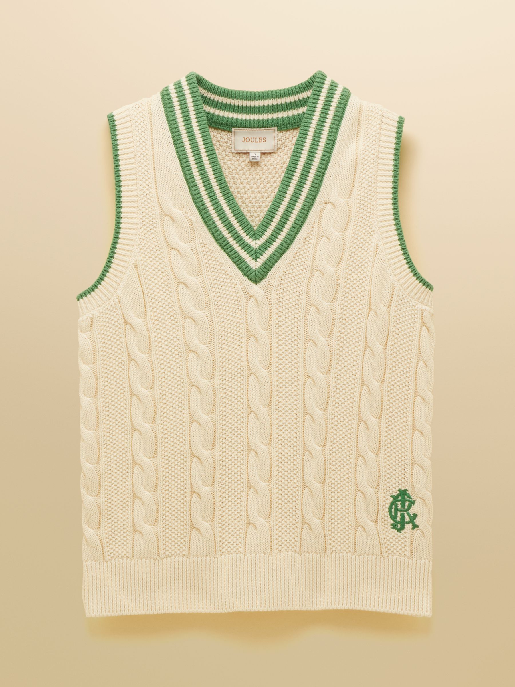 Cream Cotton Cable Knit Cricket Vest - Image 8 of 8 Cream Cotton Cable Knit Cricket Vest - Image 8 of 8