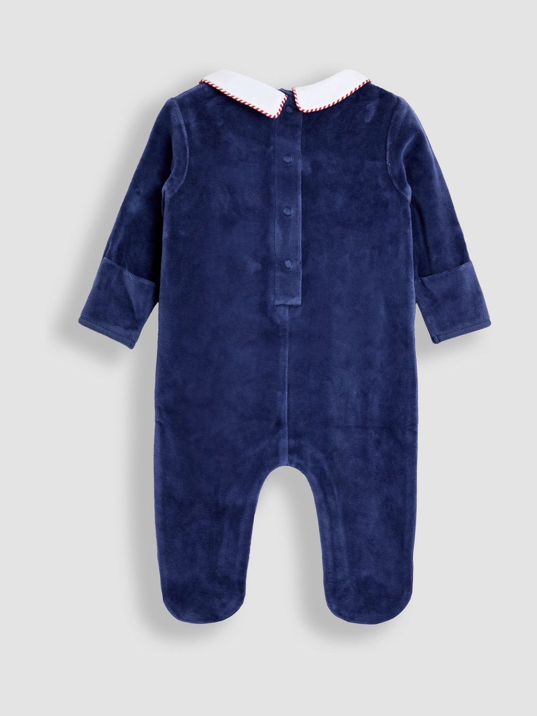 Navy Soldier Smocked Velour Footed All-In-One - Image 2 of 3
