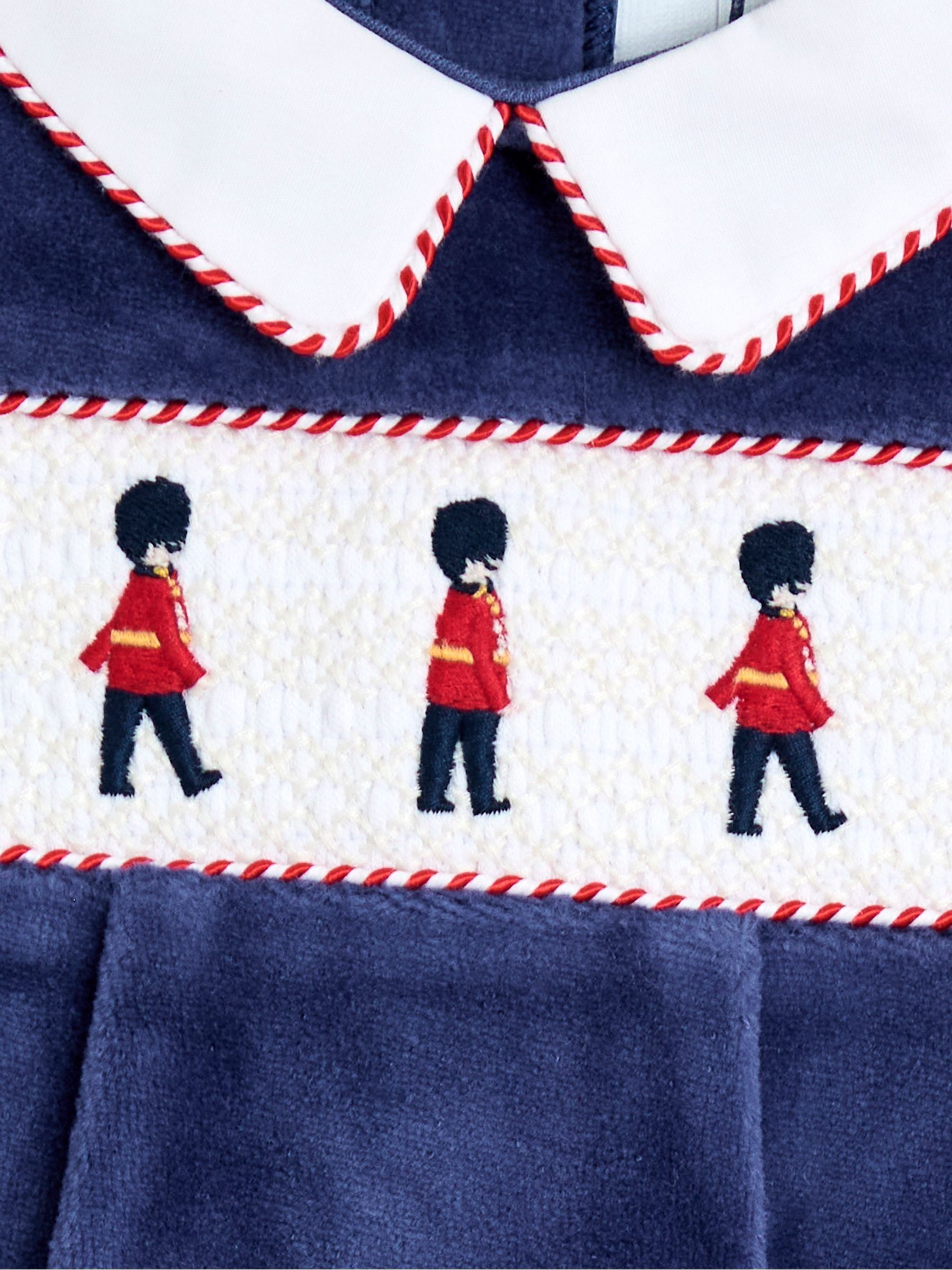 Navy Soldier Smocked Velour Footed All-In-One - Image 3 of 3