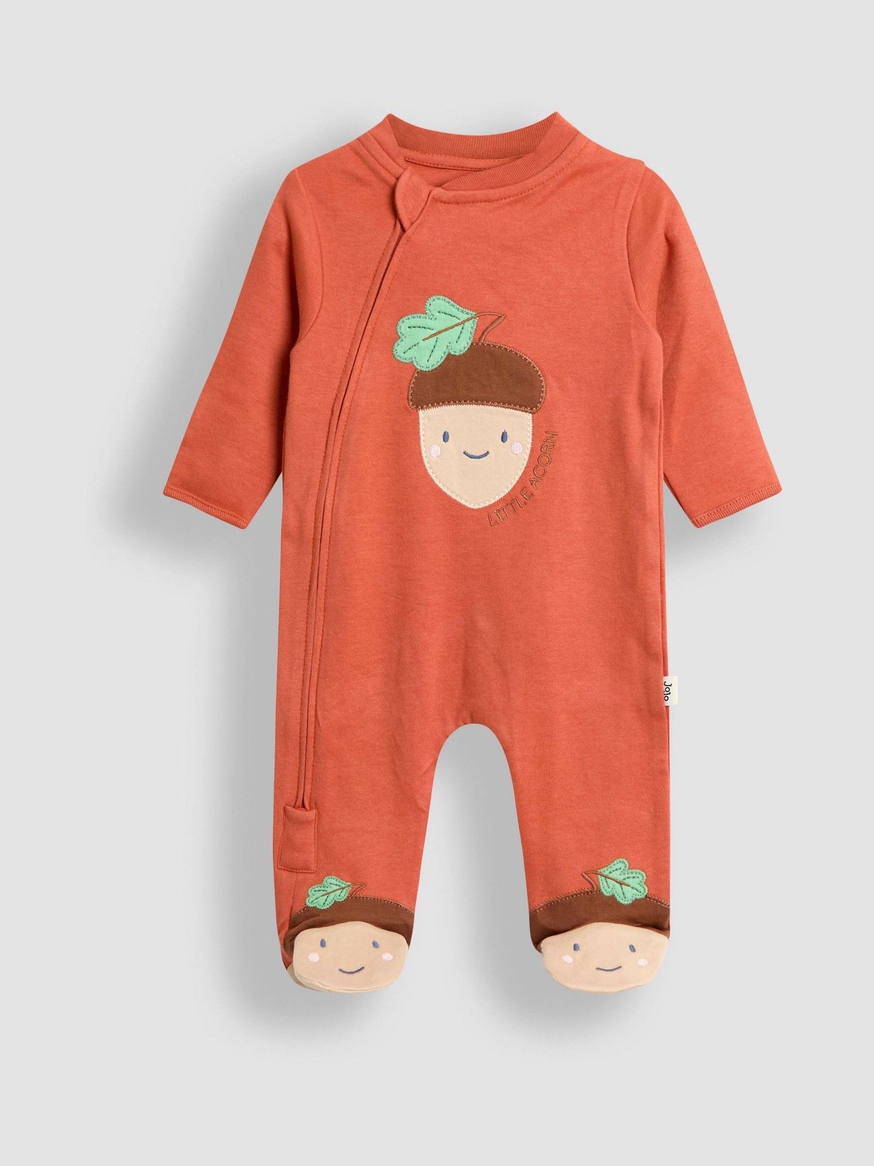 Orange Acorn Character Appliqué Footed Sleepsuit - Image 1 of 5