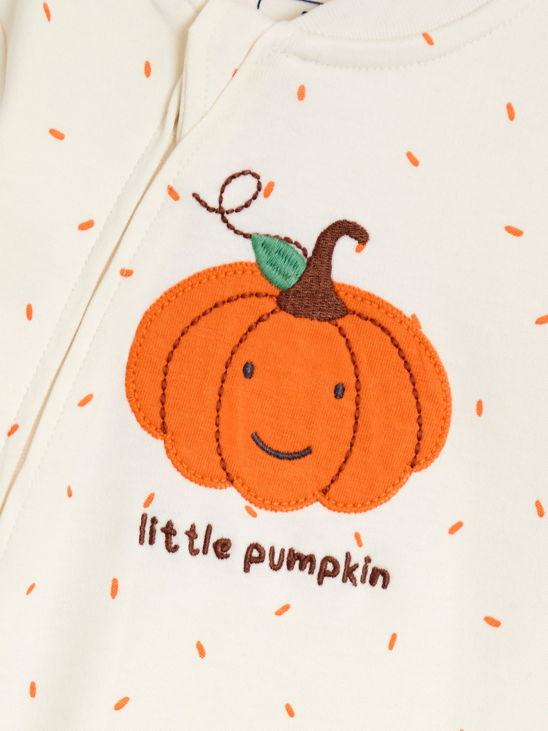 Cream Pumpkin & Hat Applique Sleepsuit Set - Image 5 of 6