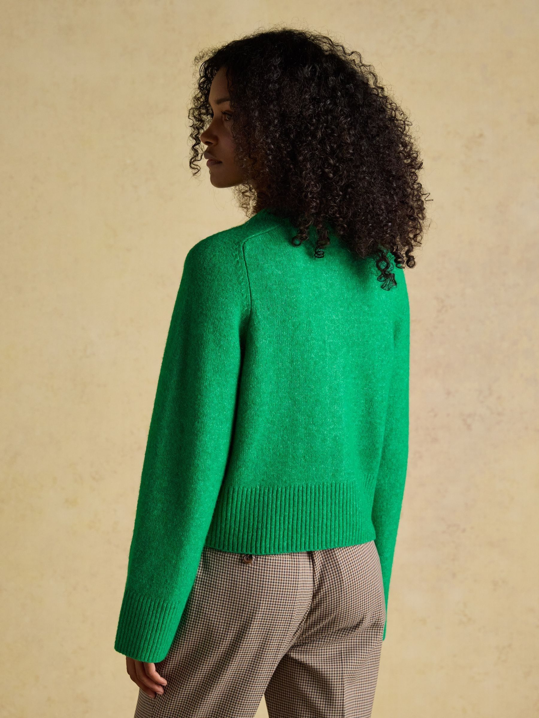 Green Relaxed Knitted Round Neck Button Through Cardigan - Image 2 of 8