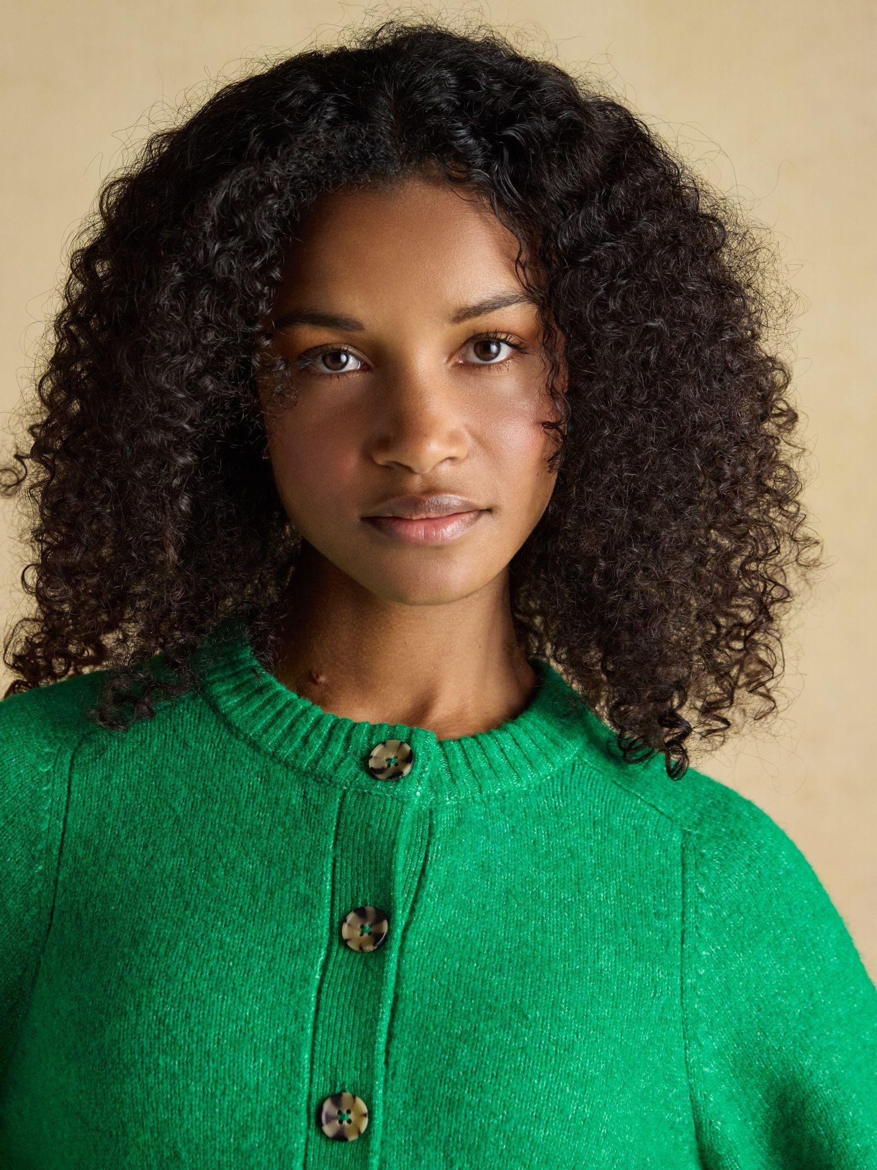 Green Relaxed Knitted Round Neck Button Through Cardigan - Image 4 of 8