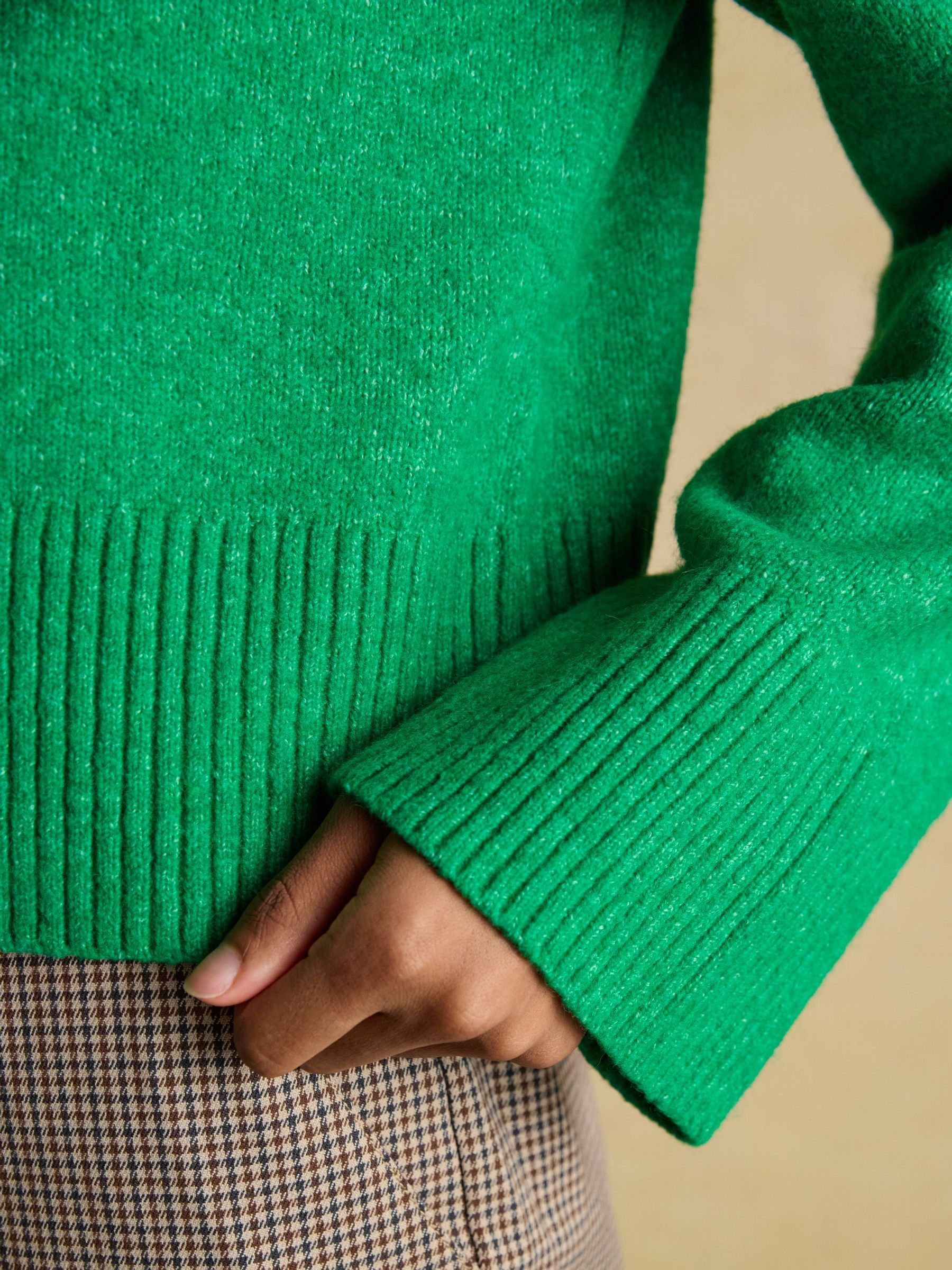 Green Relaxed Knitted Round Neck Button Through Cardigan - Image 7 of 8