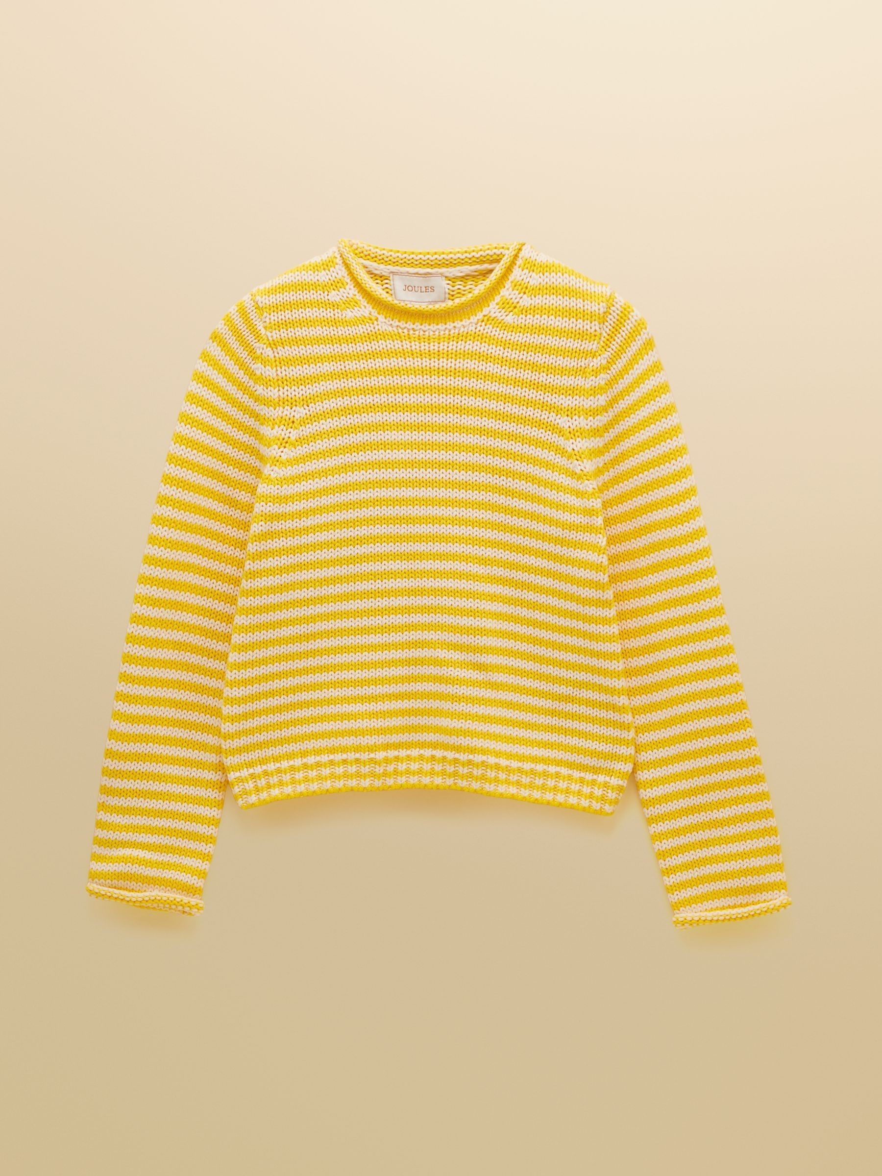 Yellow & White Striped Cotton Knitted Crew Neck Jumper - Image 8 of 8