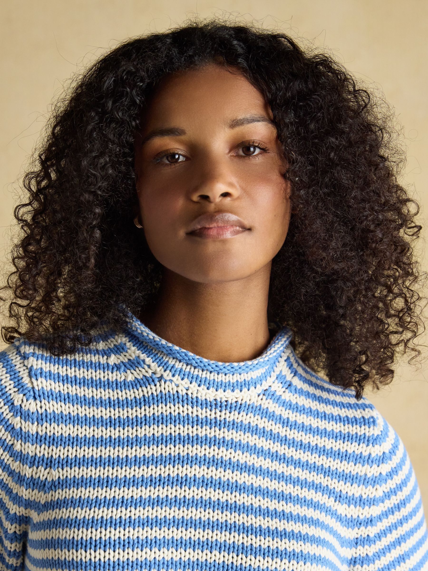 Blue & White Striped Cotton Knitted Crew Neck Jumper - Image 4 of 8