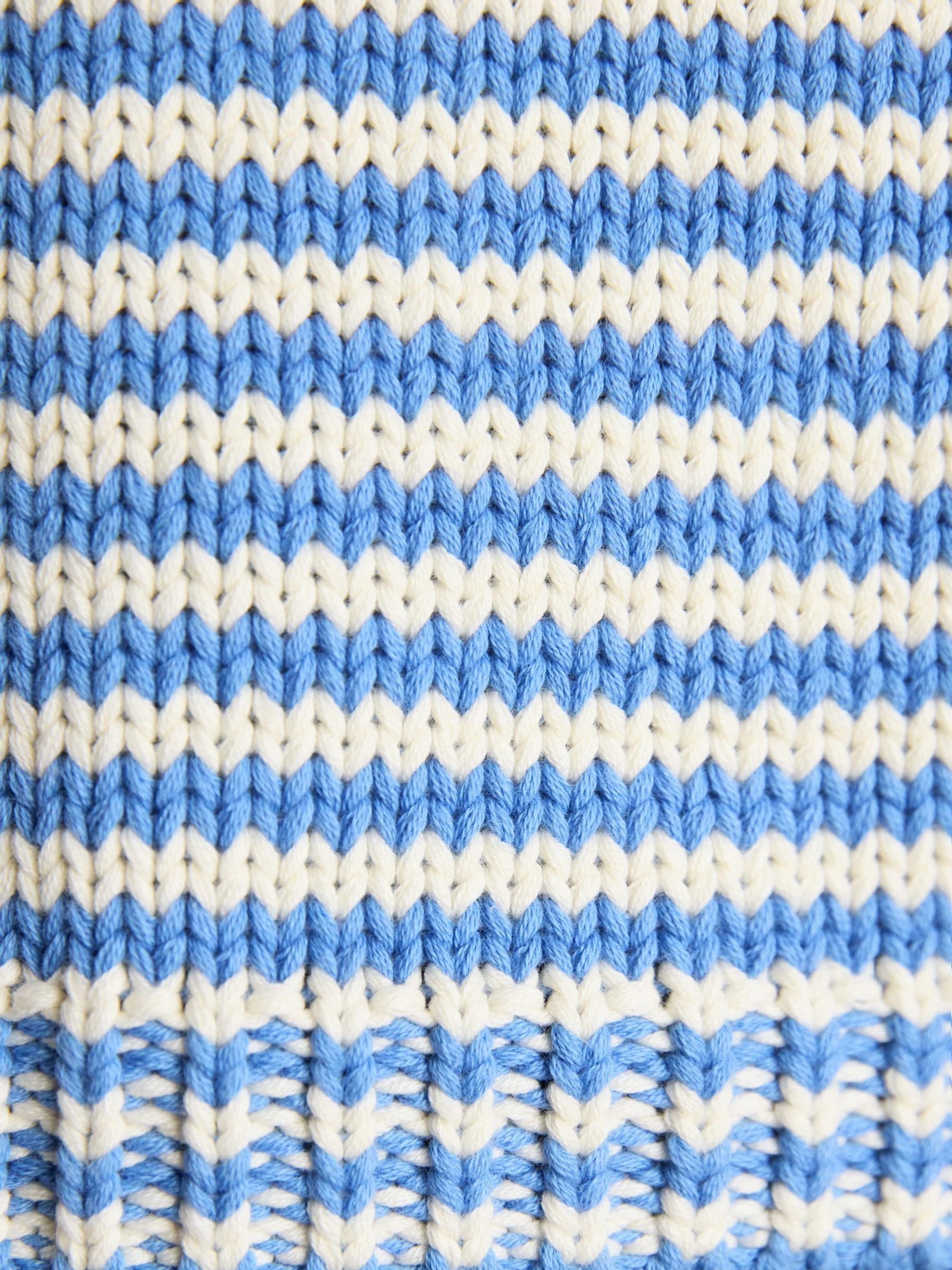 Blue & White Striped Cotton Knitted Crew Neck Jumper - Image 7 of 8