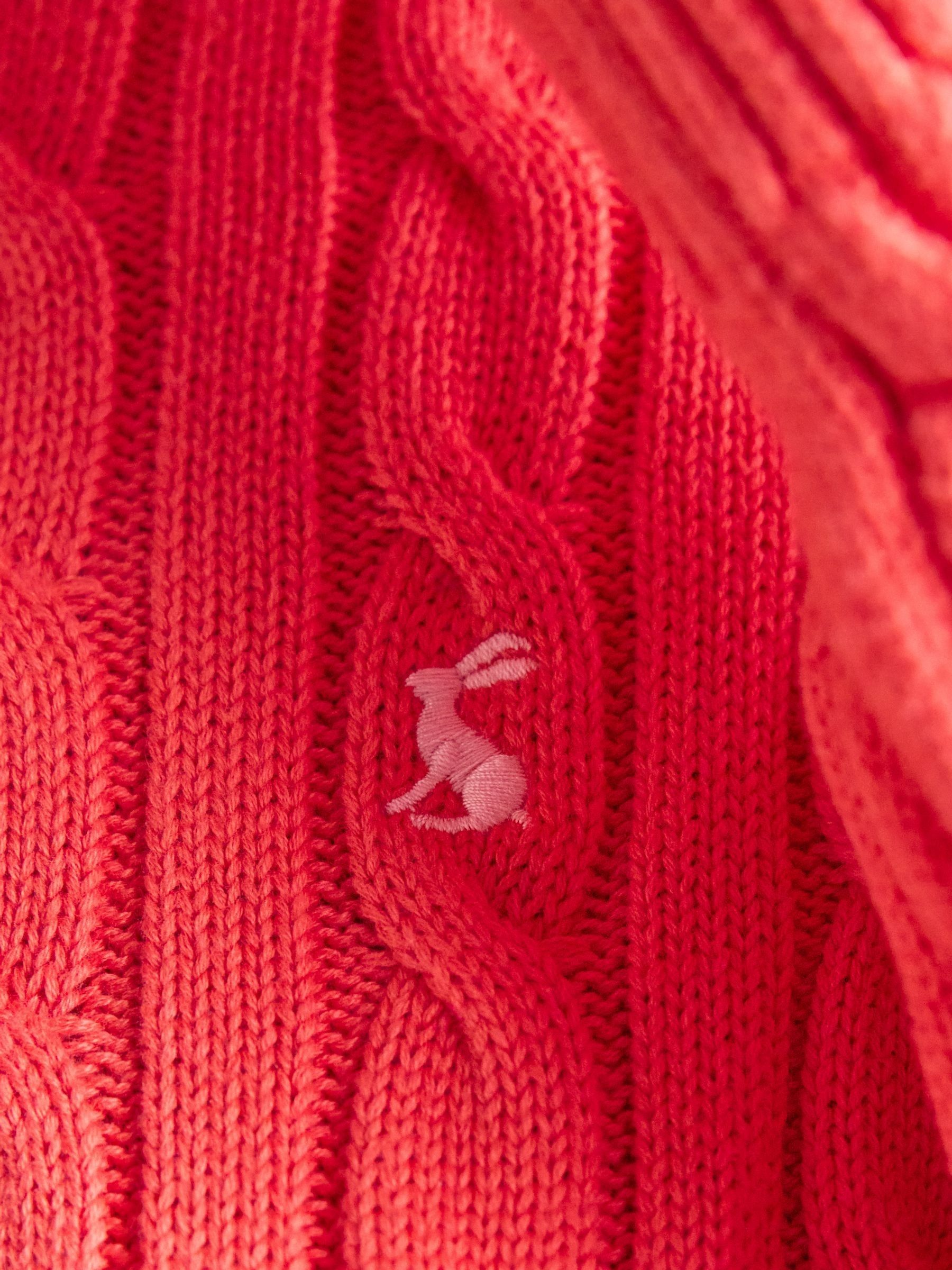 Classic Cable Red Cotton Crew Neck Jumper - Image 7 of 8