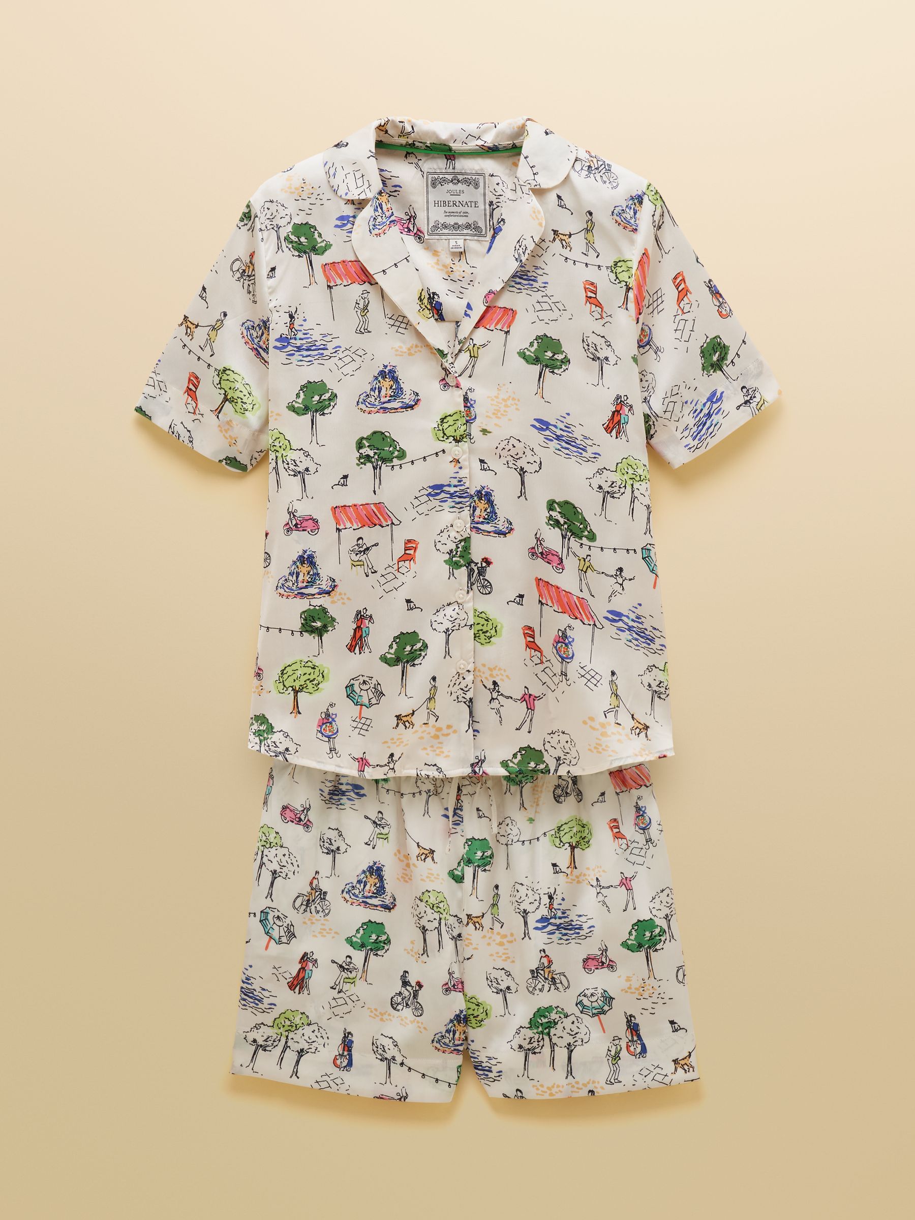 Cream Fiesta Scene Short Satin Pyjama Set - Image 10 of 10 Cream Fiesta Scene Short Satin Pyjama Set - Image 10 of 10