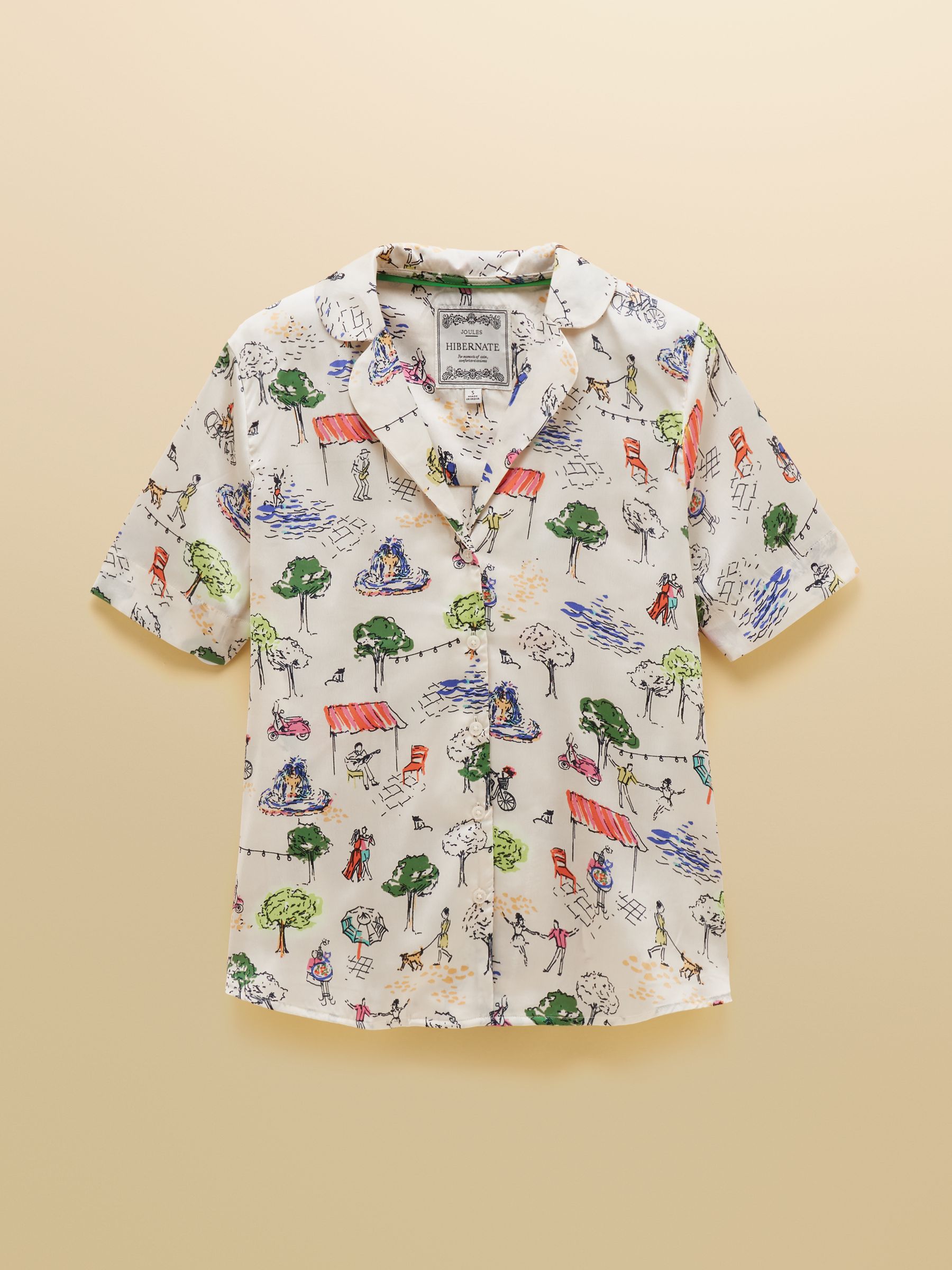 Cream Fiesta Scene Short Satin Pyjama Set - Image 12 of 12