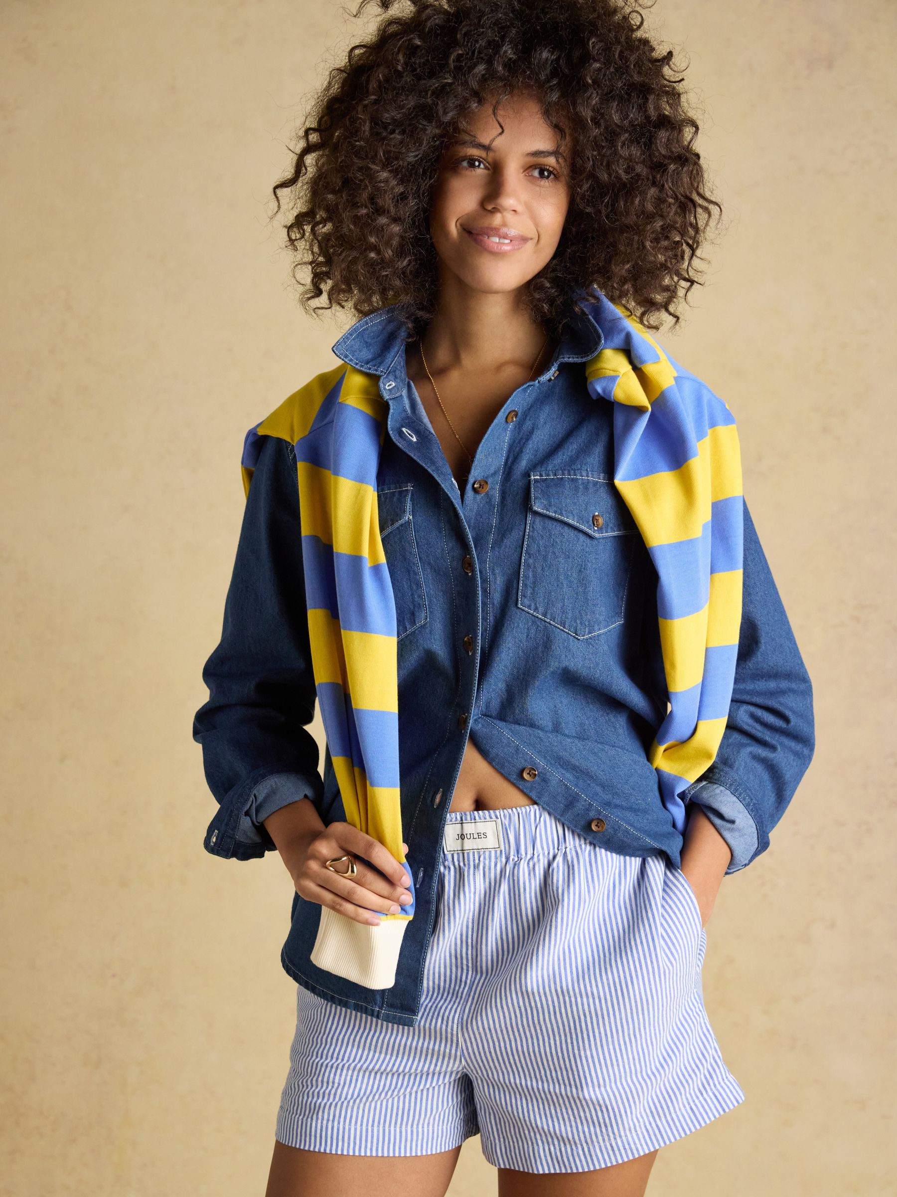 Amara Blue Stripe Pull On Cotton Shorts - Image 12 of 14