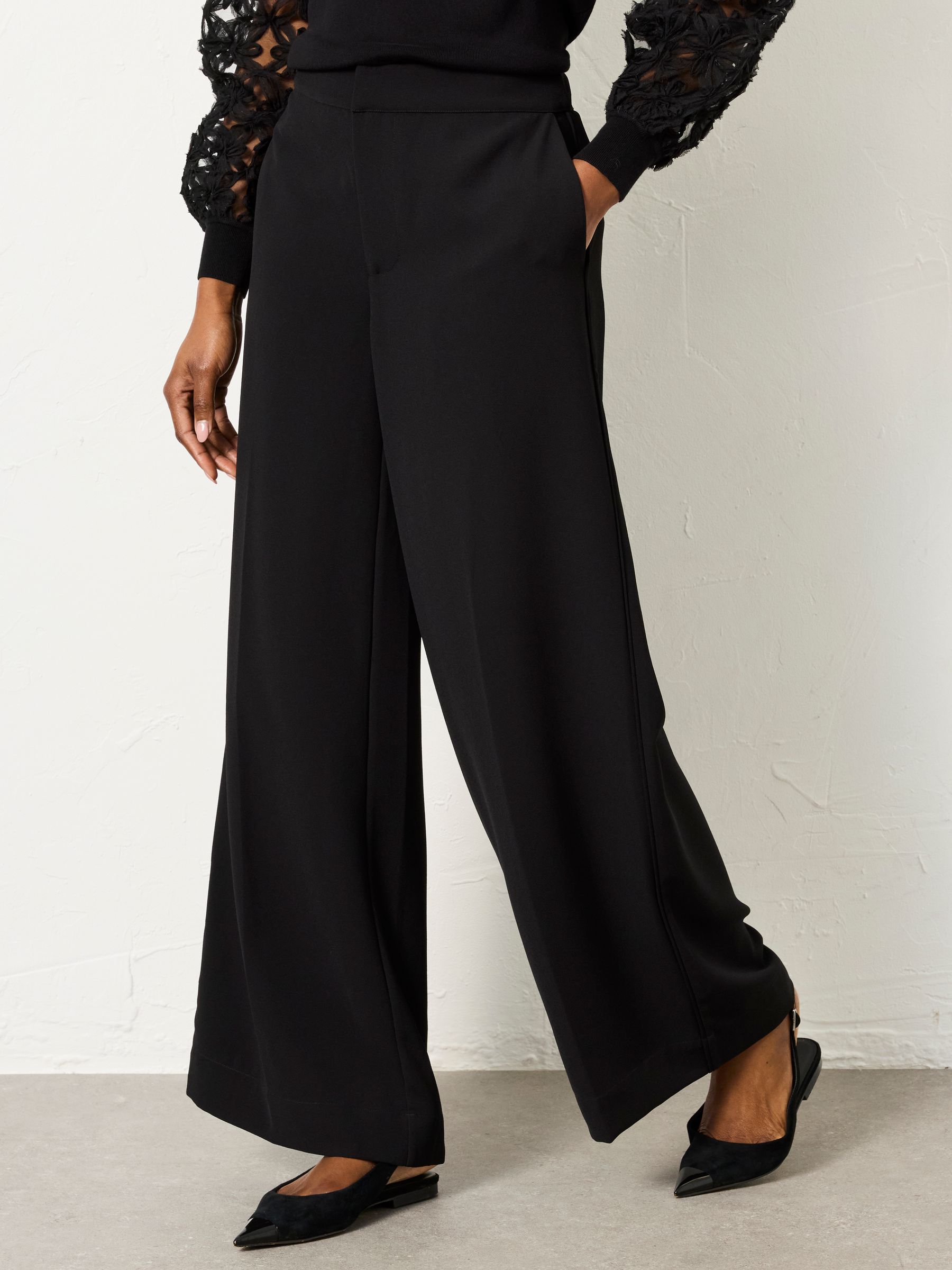 Satin Back Crepe Wide Leg Trouser