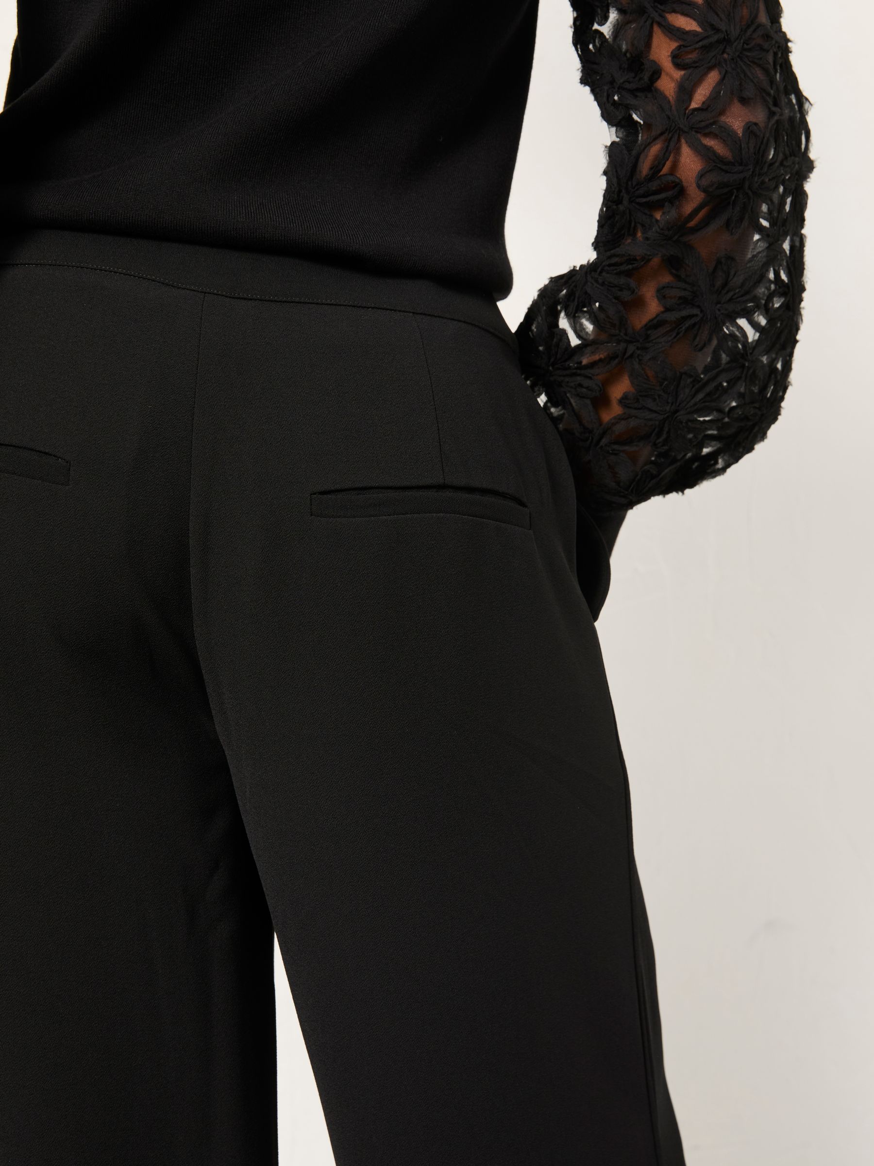 Julia Black Satin Back Crepe Wide Leg Trouser - Image 4 of 6
