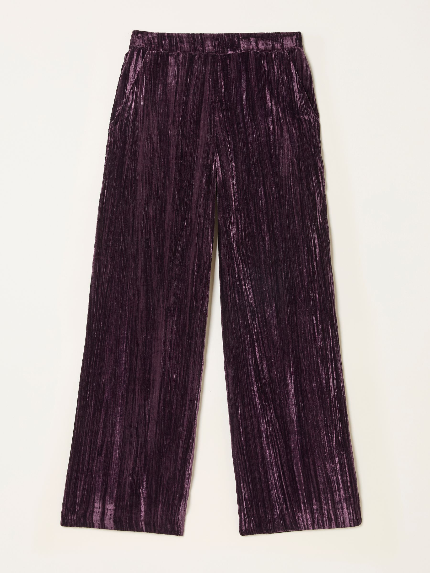 Hetty Burgundy Red Wide Leg Crinkle Velvet Trousers - Image 6 of 6
