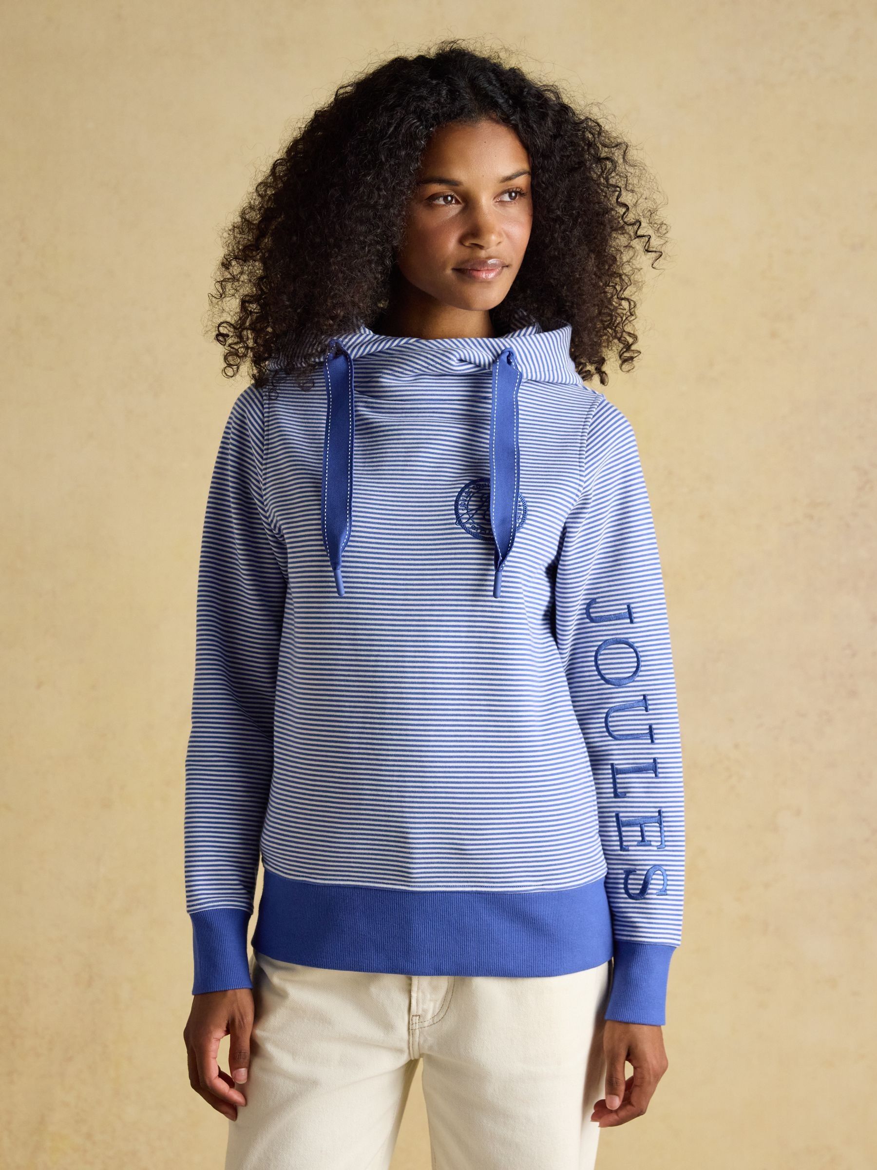 Blue & White Striped Cotton Hoodie - Image 1 of 8 Blue & White Striped Cotton Hoodie - Image 1 of 8