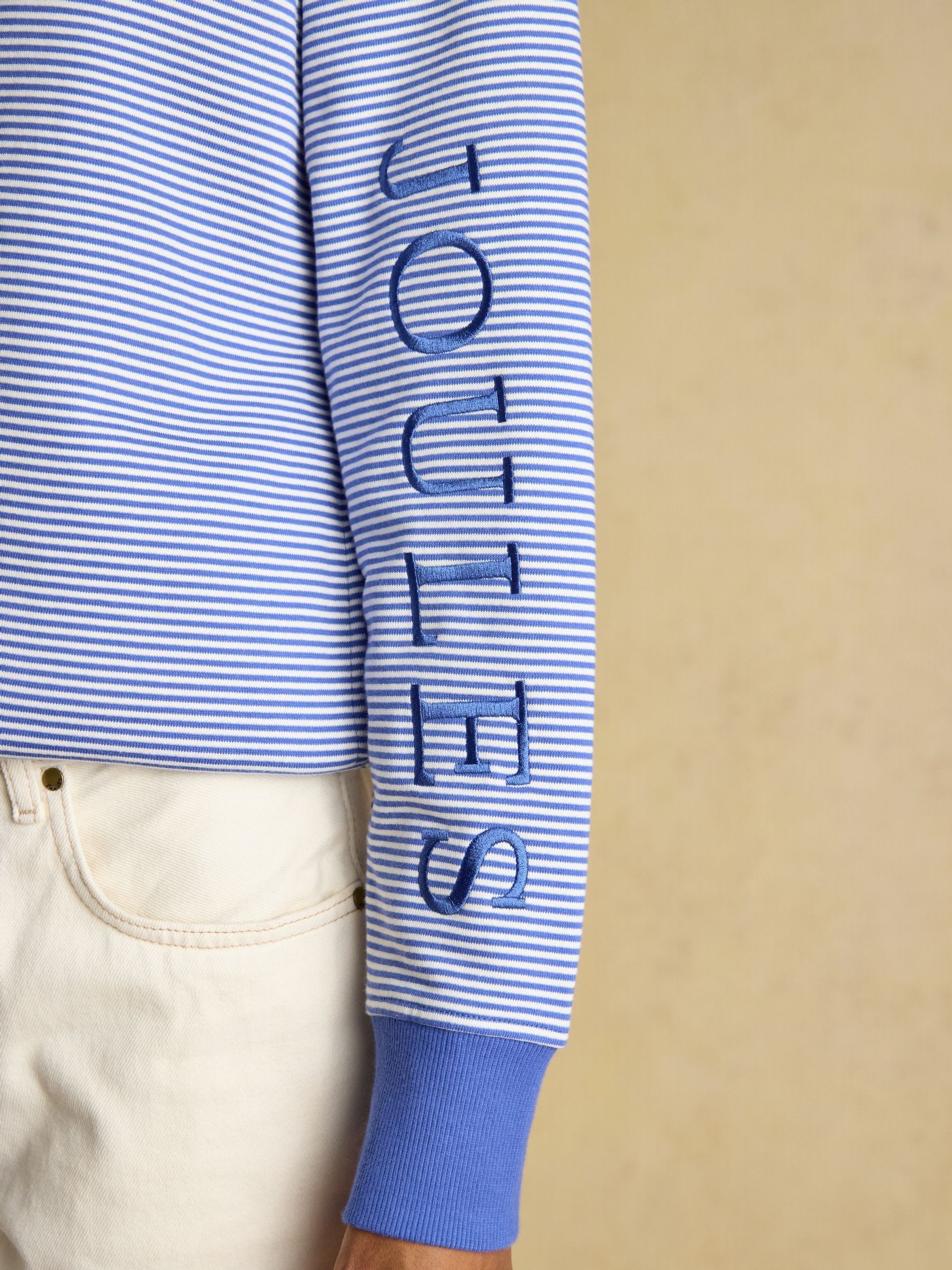 Blue & White Striped Cotton Hoodie - Image 6 of 8