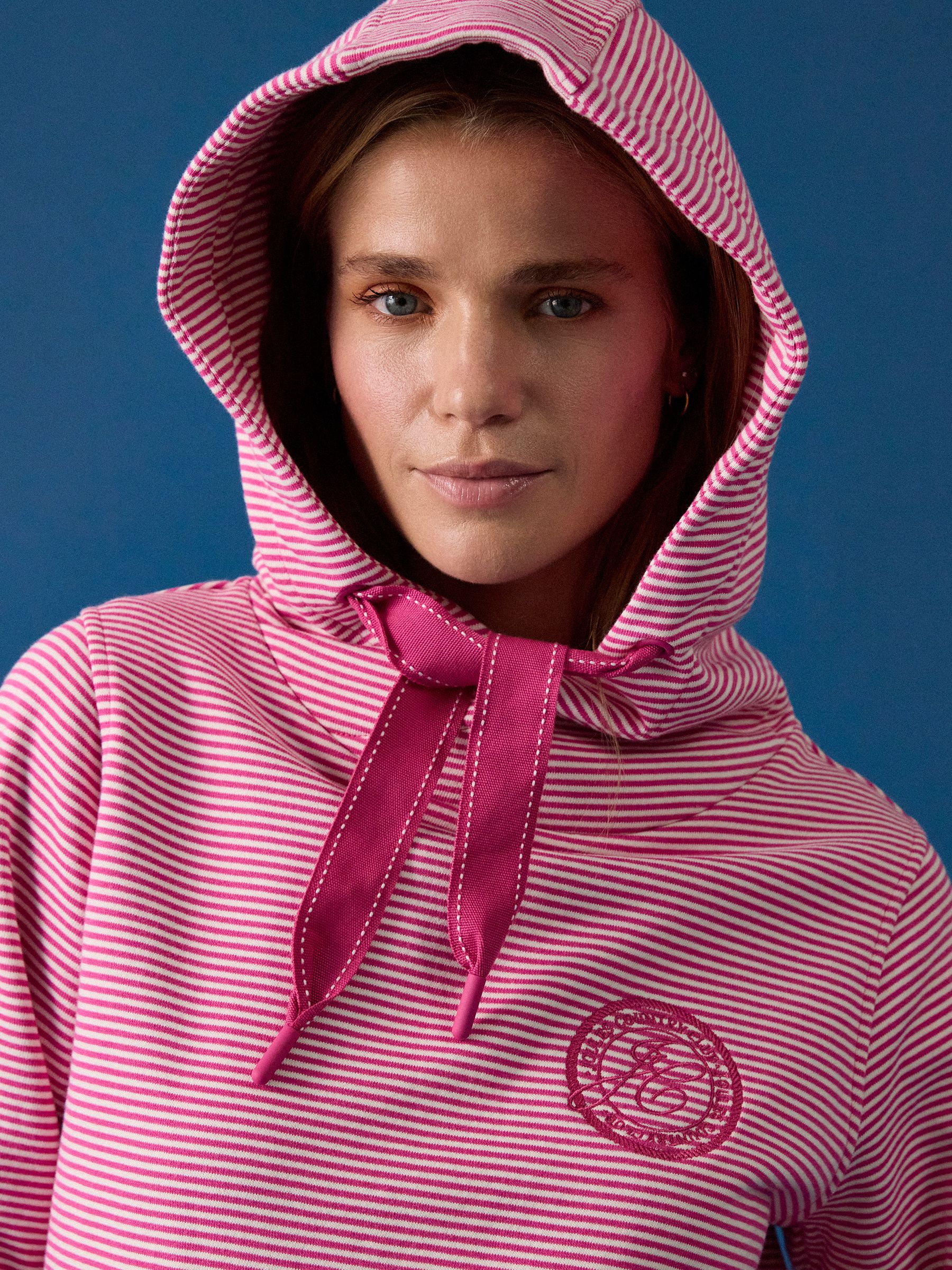 Rushton Pink & White Striped Cotton Hoodie - Image 2 of 11 Rushton Pink & White Striped Cotton Hoodie - Image 2 of 11