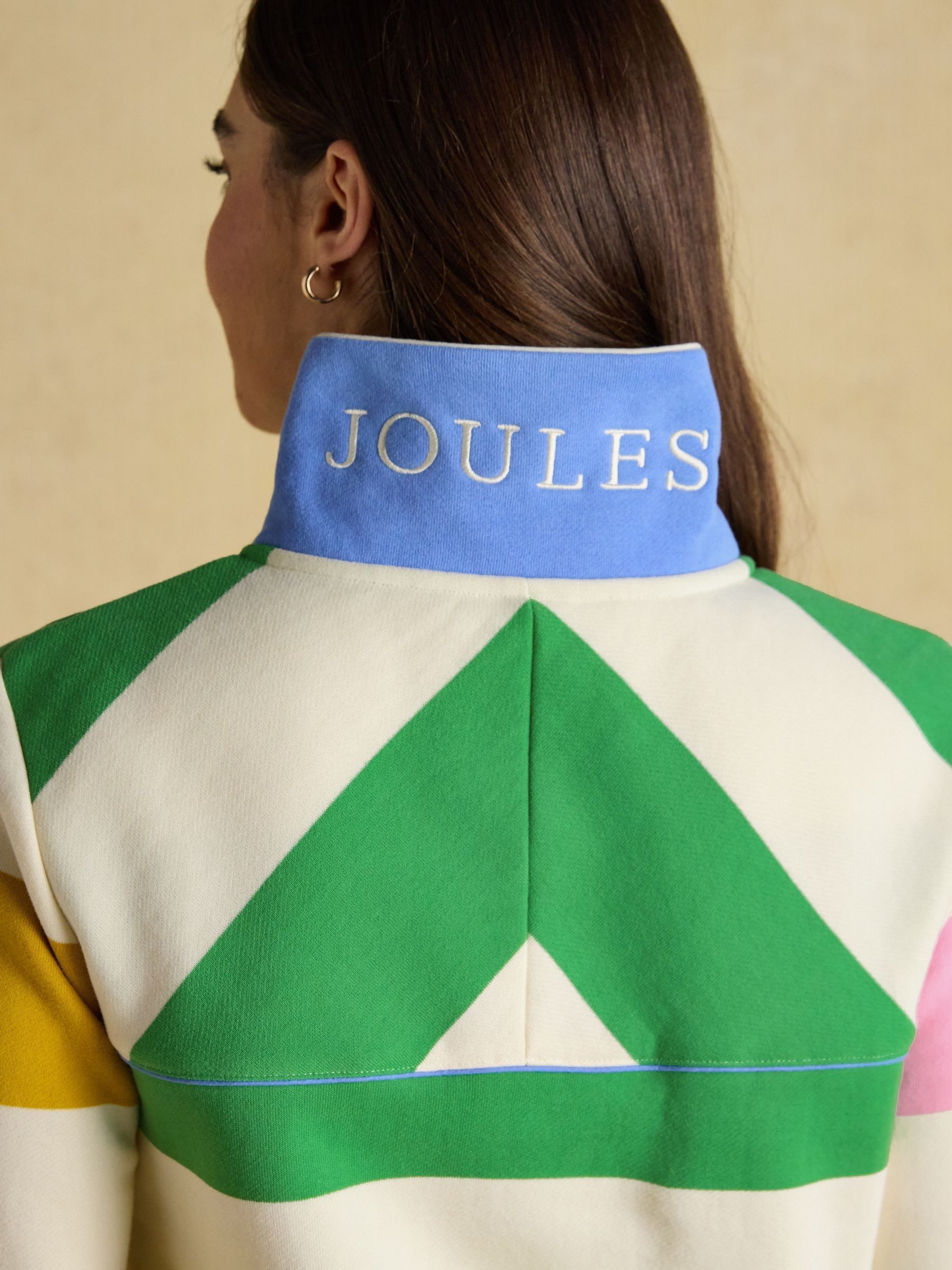 Hotchpotch Stripe Quarter Zip Funnel Neck Cotton Sweatshirt - Image 8 of 9