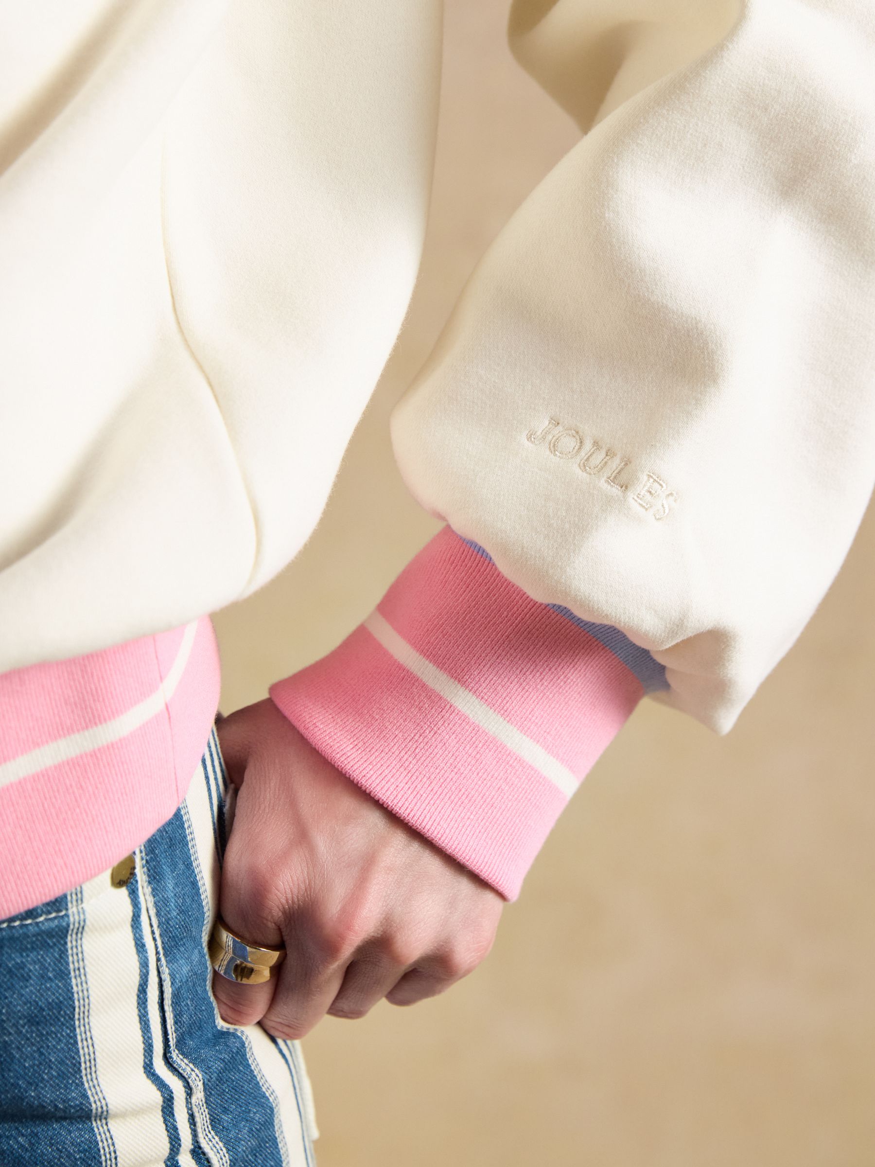 Cream Cotton Rich Embroidered Varsity Sweatshirt - Image 5 of 7