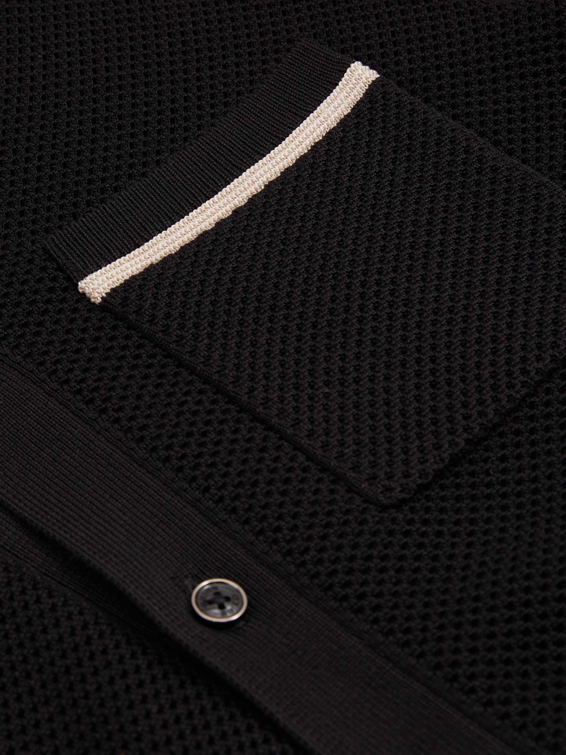 Open-Stitch Cuban Collar Shirt in Black - Image 6 of 6