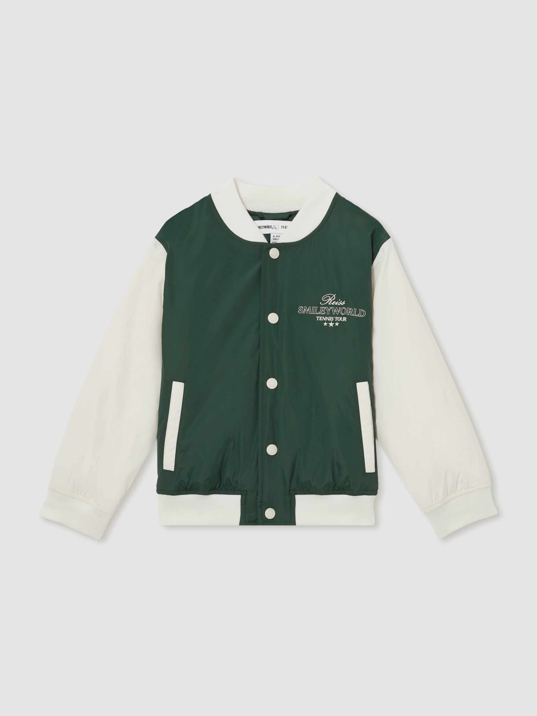 3-9 yrs SmileyWorld | Reiss Bomber Jacket in Dark Green - Image 2 of 5