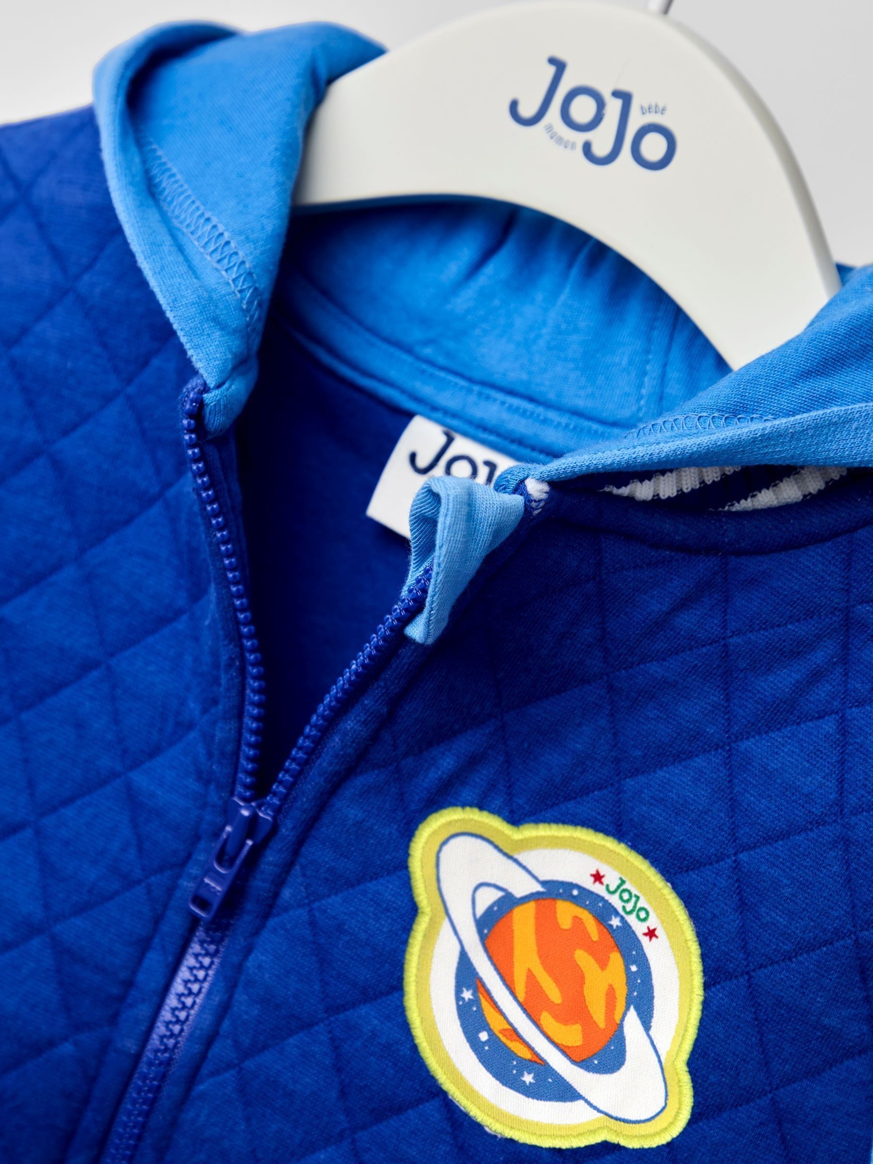 Cobalt Blue Rocket Appliqué Quilted Bomber Jacket - Image 4 of 7