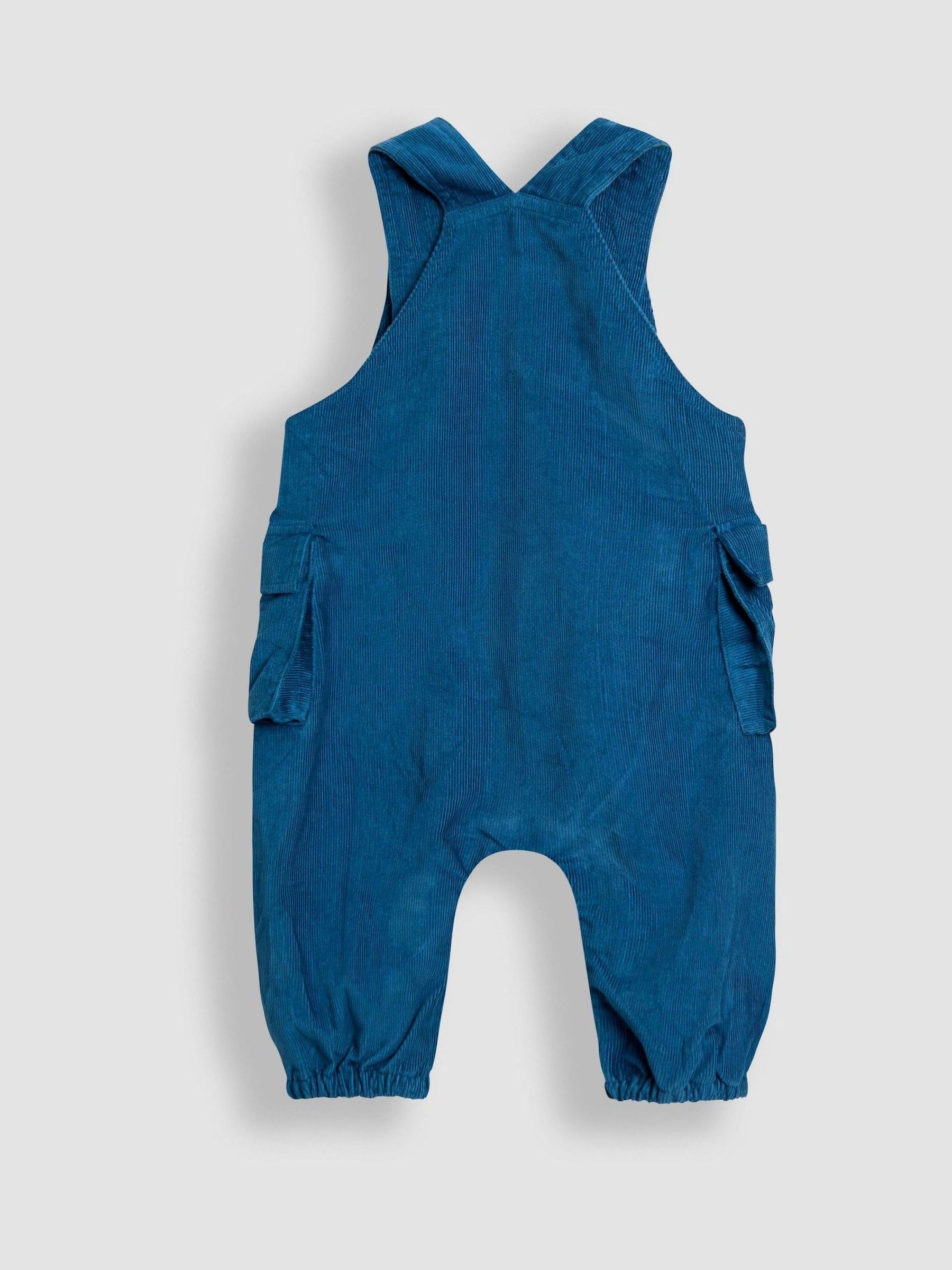 Teal Blue Tractor 2-Piece Embroidered Cargo Cord Dungarees & Top Set - Image 5 of 5