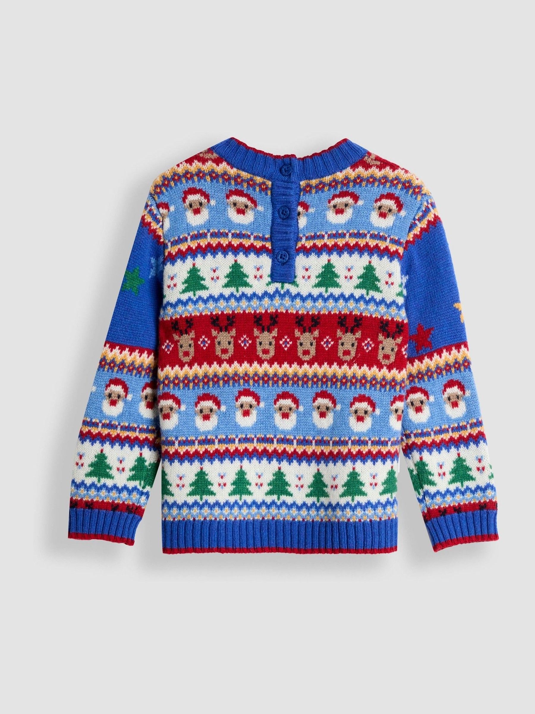 Cobalt Blue Santa & Rocket Christmas Fair Isle Jumper - Image 4 of 4 Cobalt Blue Santa & Rocket Christmas Fair Isle Jumper - Image 4 of 4