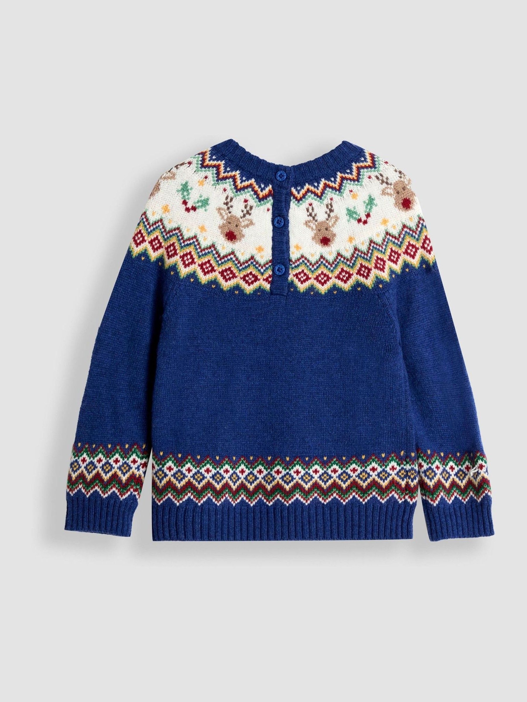Navy Blue Reindeer Christmas Fair Isle Jumper | JoJo Maman Bébé USA