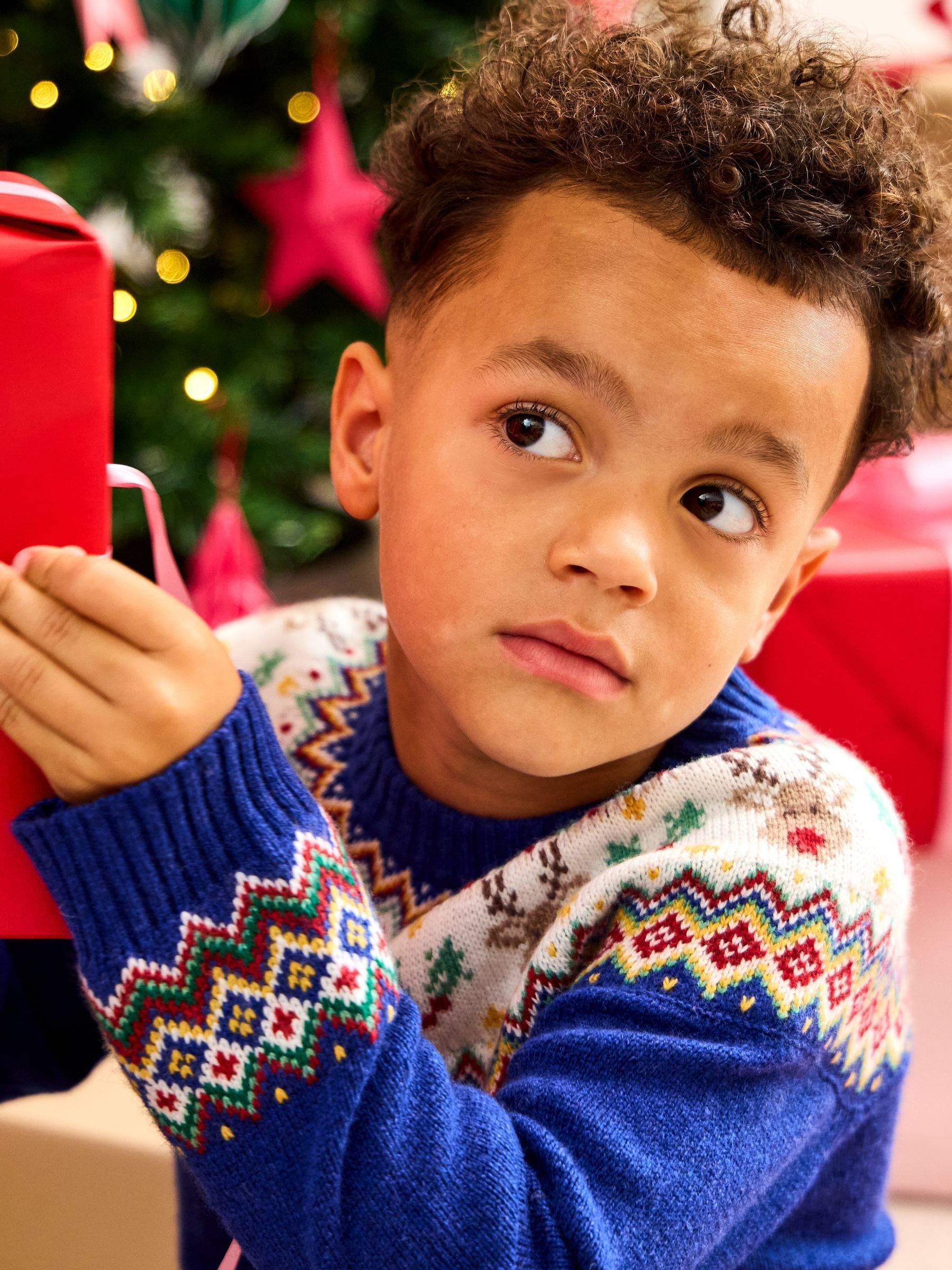 Navy Blue Reindeer Christmas Fair Isle Jumper | JoJo Maman Bébé USA