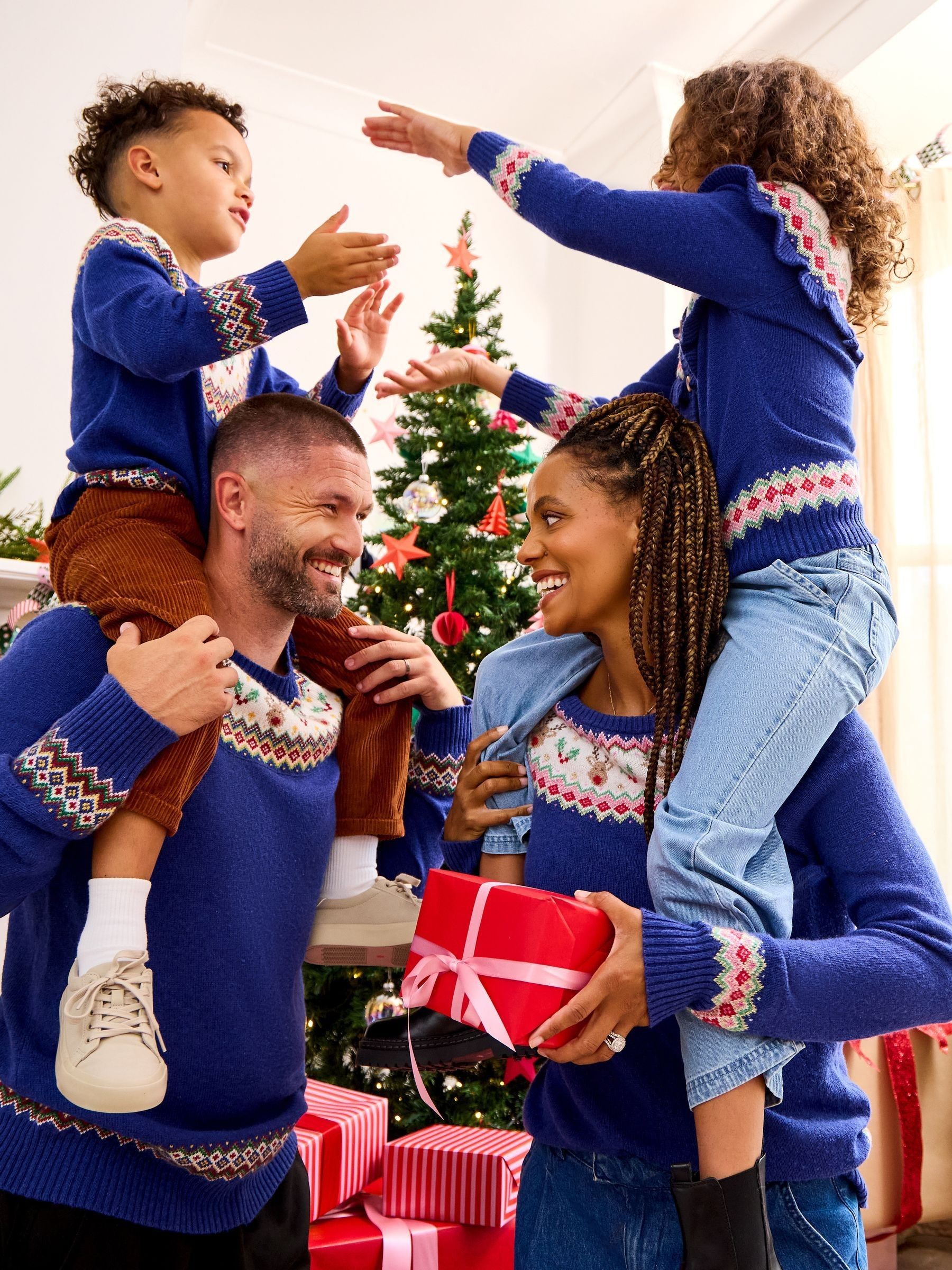 Navy Blue Reindeer Christmas Fair Isle Jumper | JoJo Maman Bébé USA