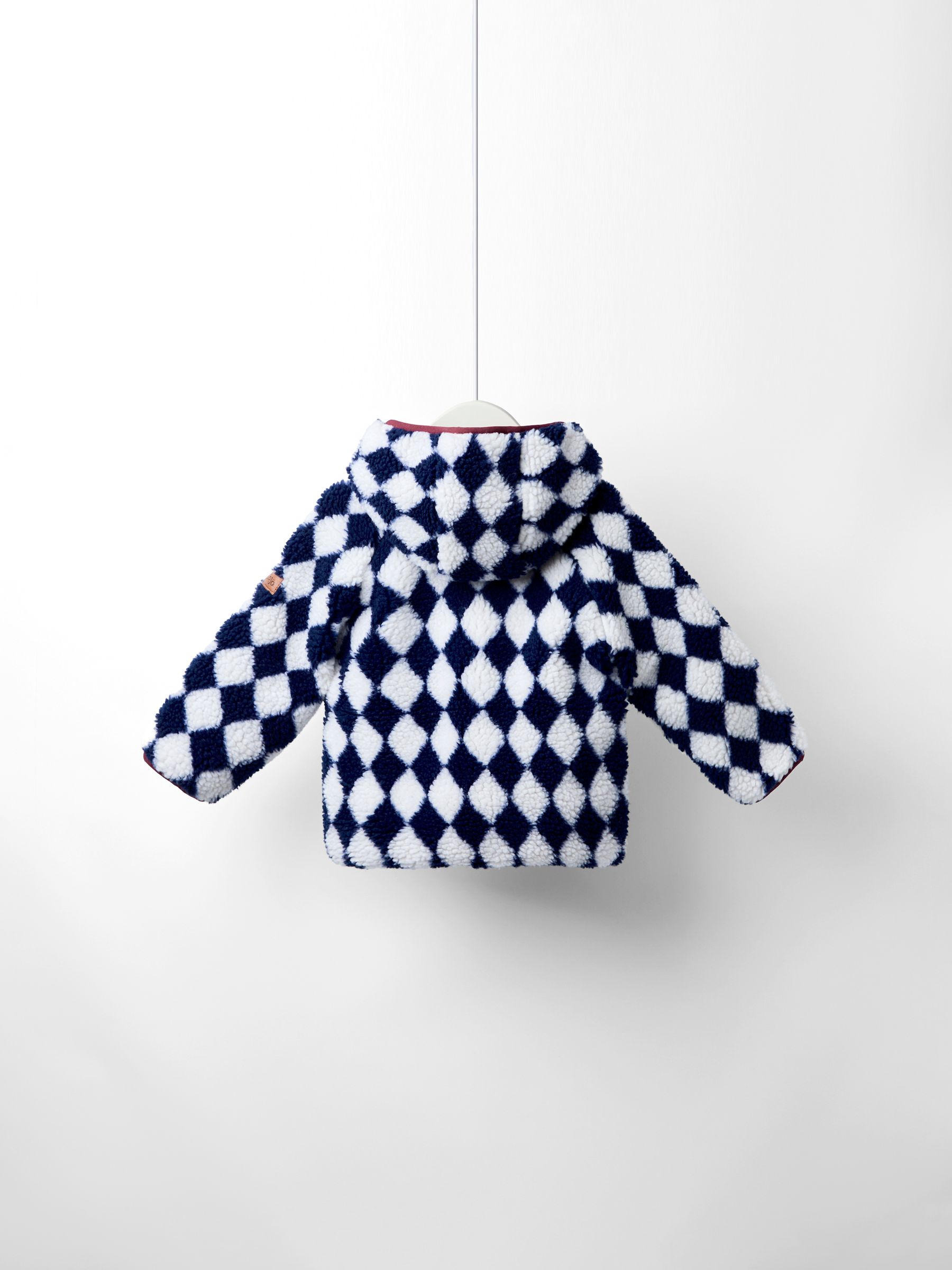 Navy Blue Harlequin Hooded Teddy Fleece Jacket - Image 2 of 7
