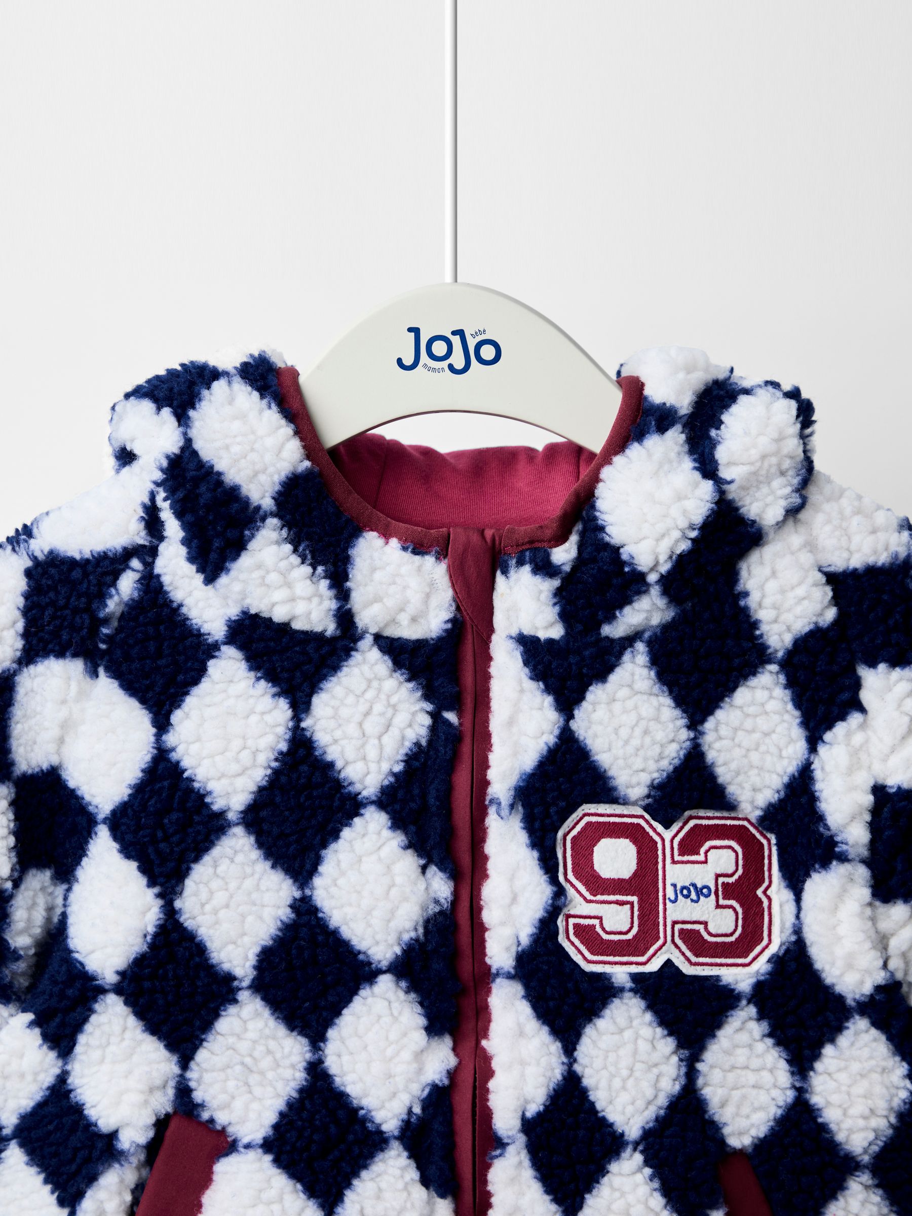 Navy Blue Harlequin Hooded Teddy Fleece Jacket - Image 3 of 7