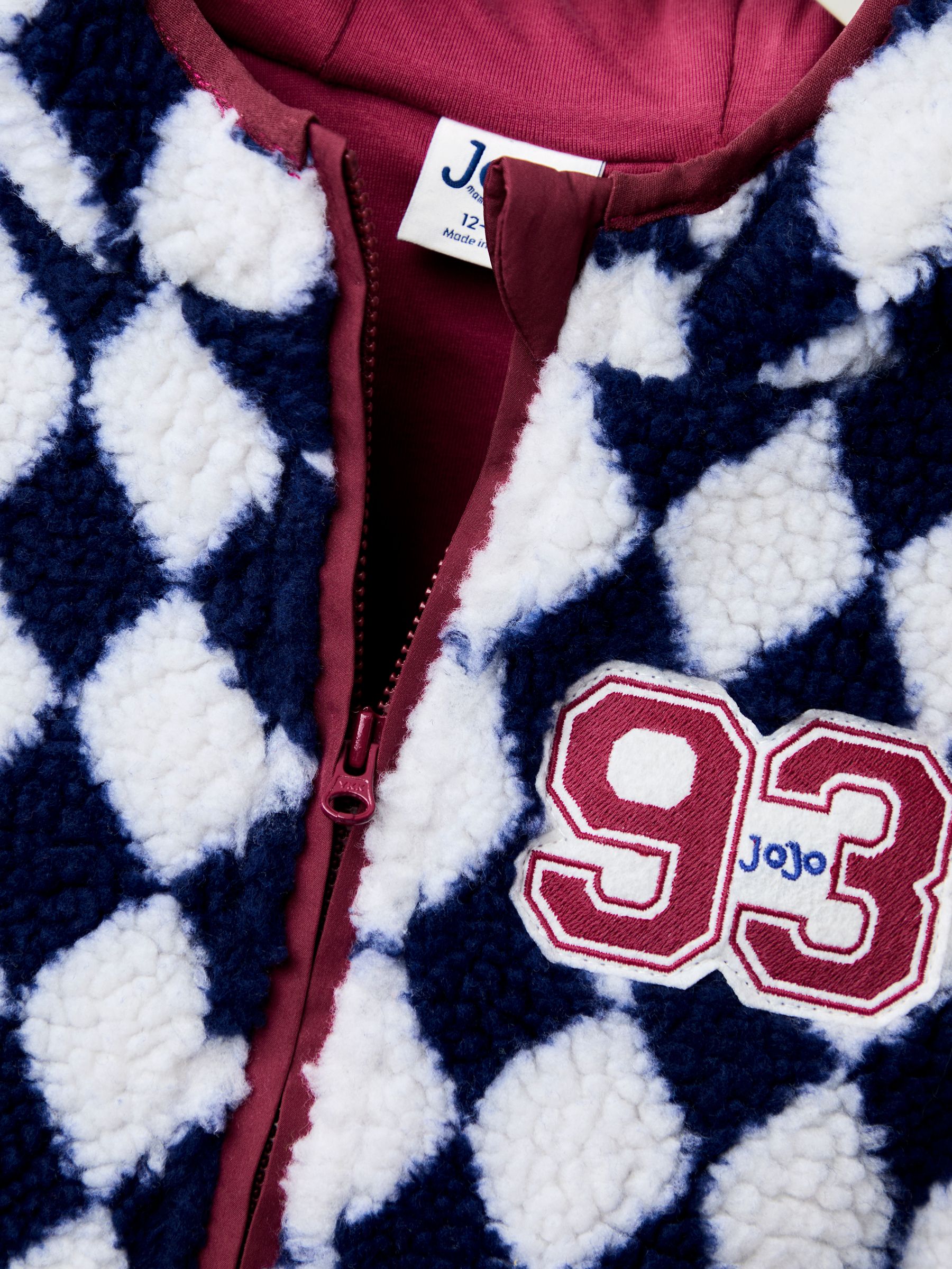 Navy Blue Harlequin Hooded Teddy Fleece Jacket - Image 4 of 7
