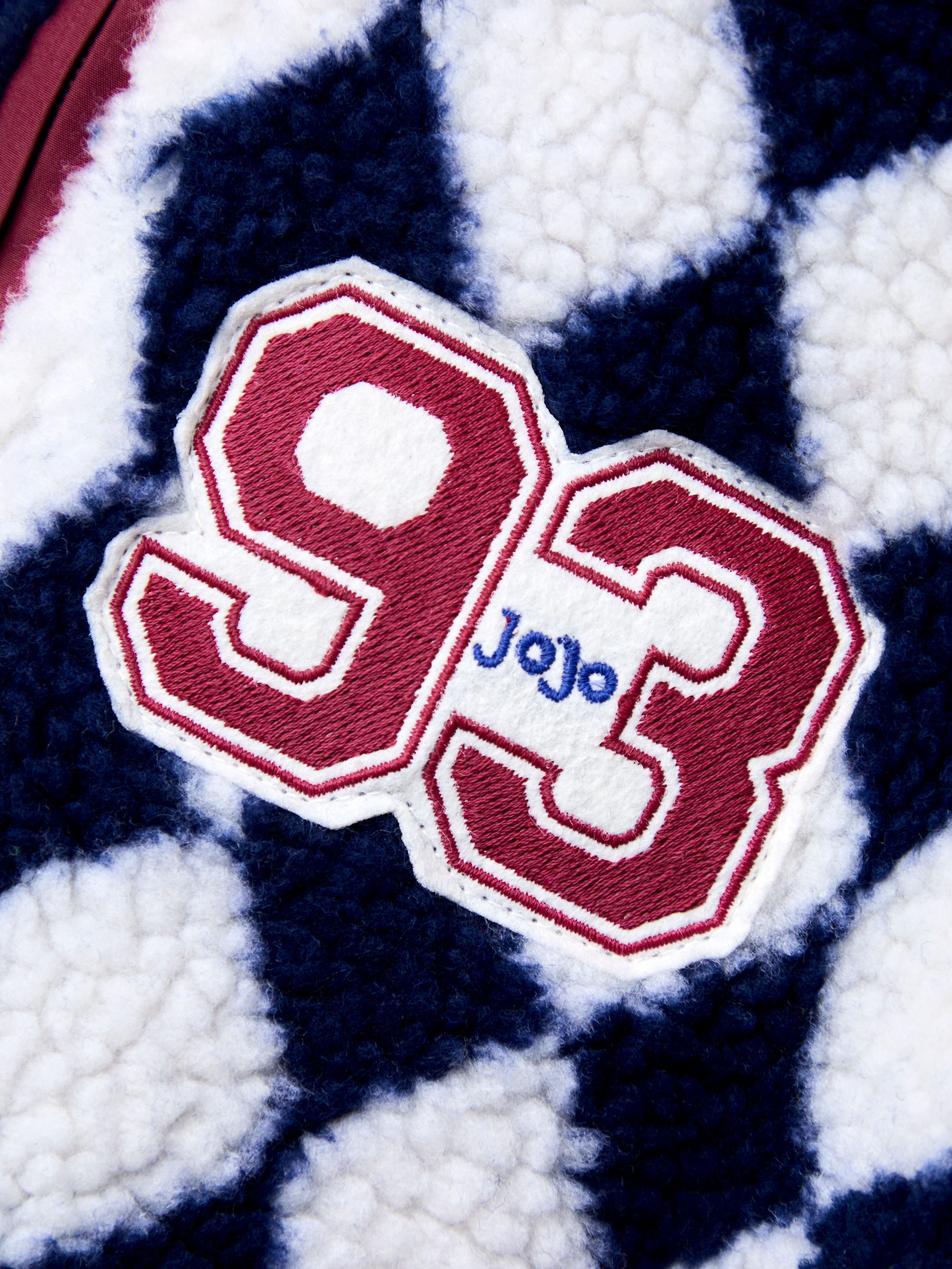 Navy Blue Harlequin Hooded Teddy Fleece Jacket - Image 5 of 7