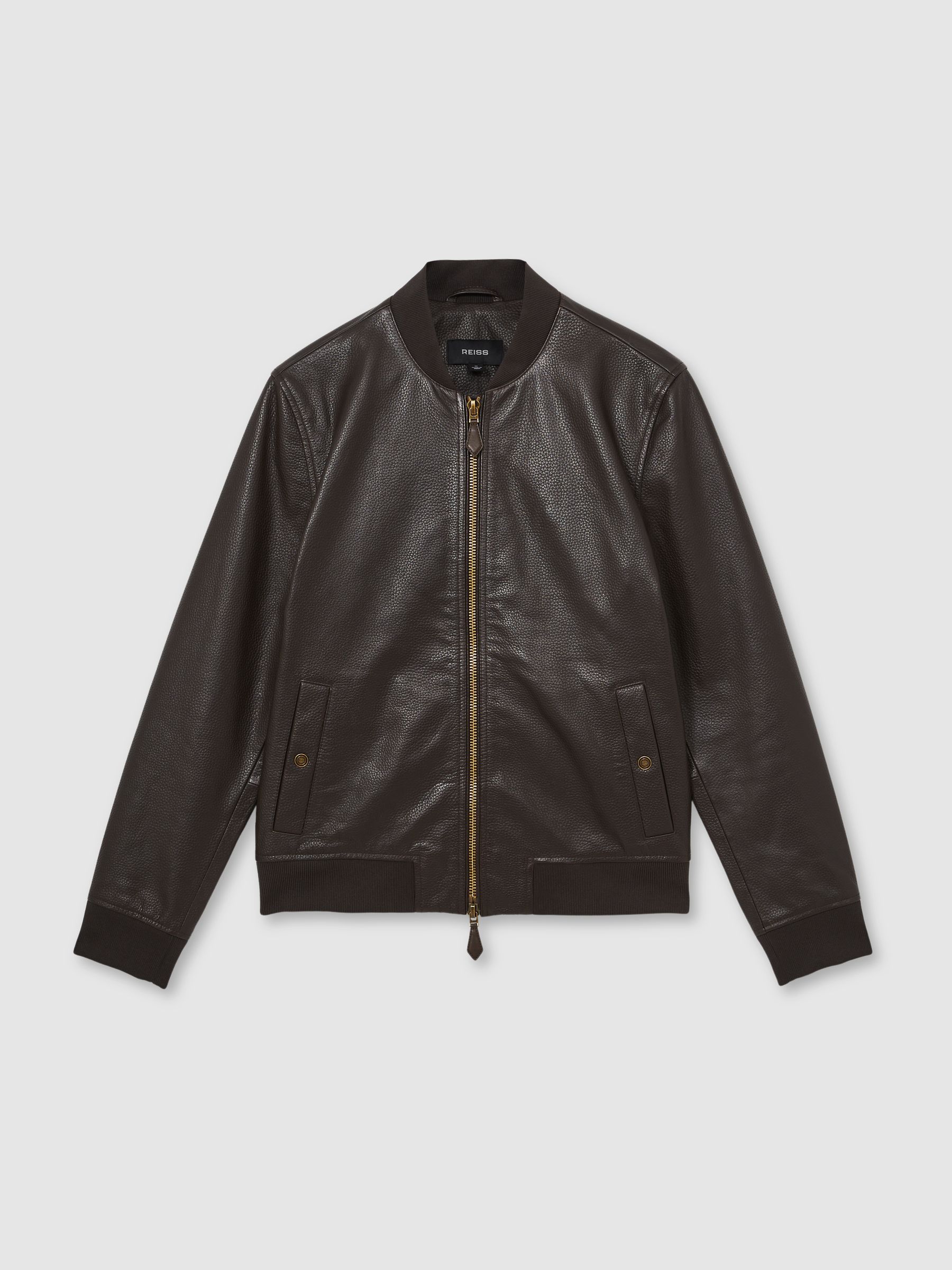Leather Bomber Jacket in Brown - Image 2 of 6