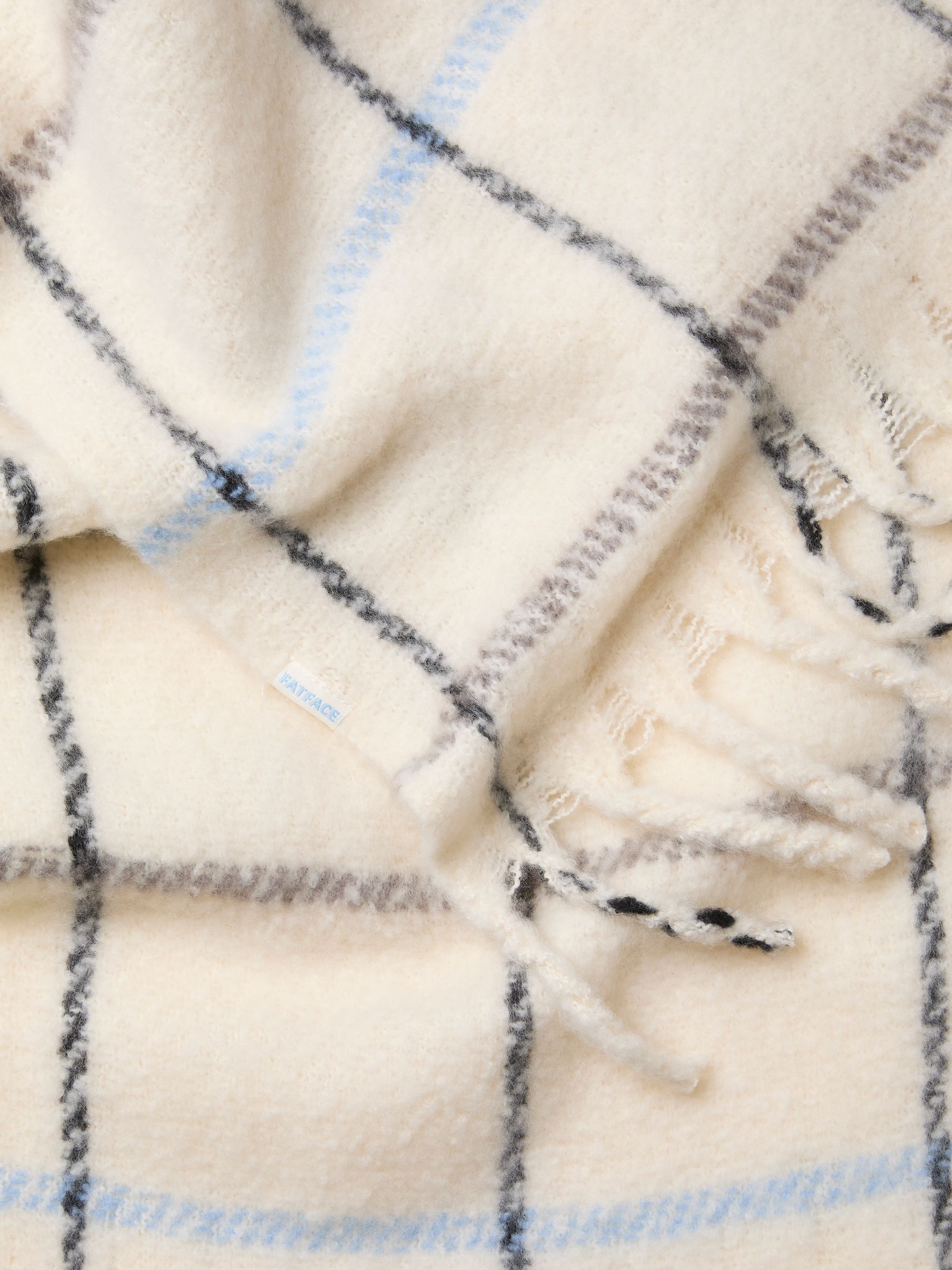 Maya Ivory Check Scarf - Image 2 of 2 Maya Ivory Check Scarf - Image 2 of 2