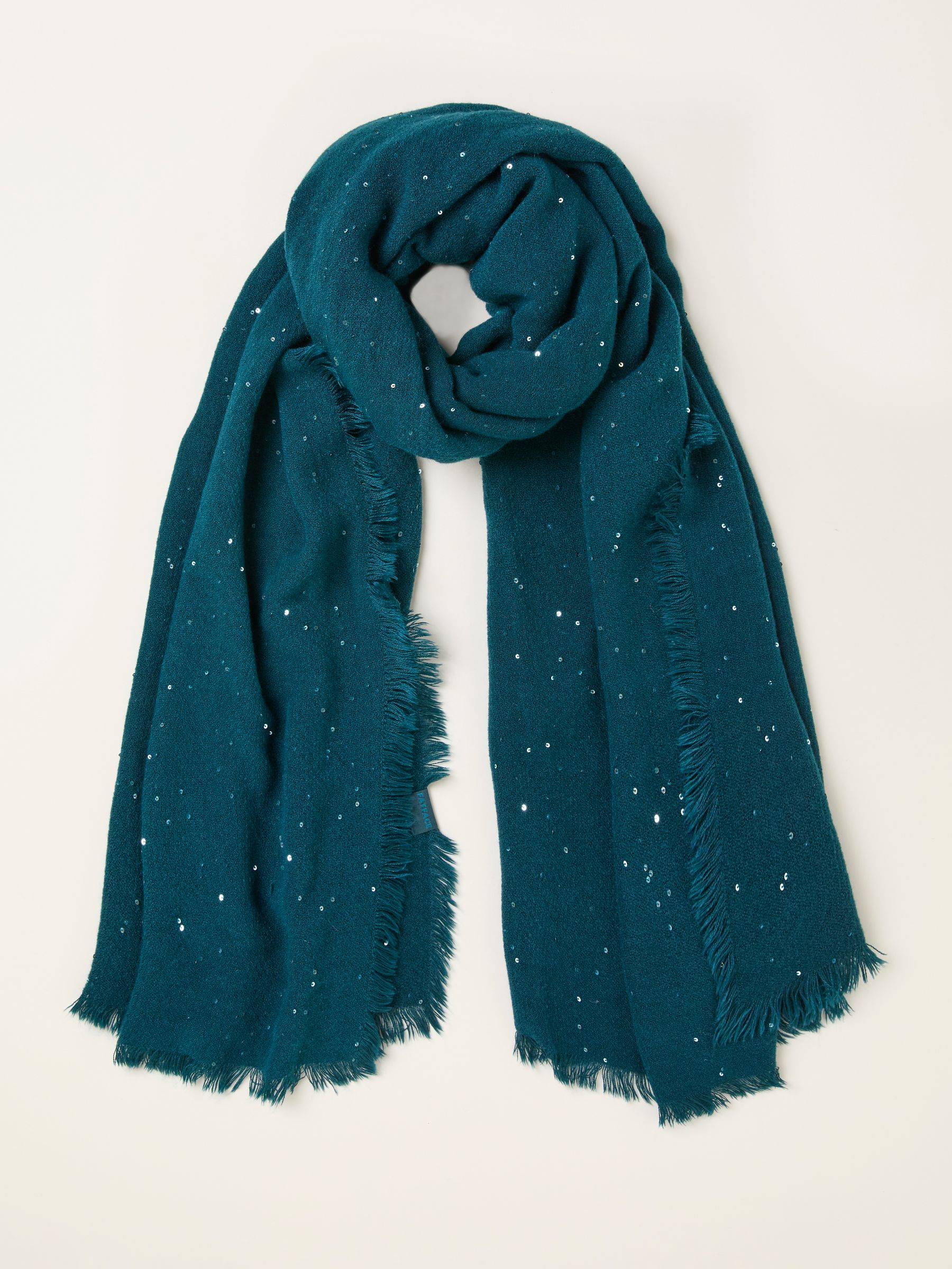 Teal Blue Sequin Scarf FatFace