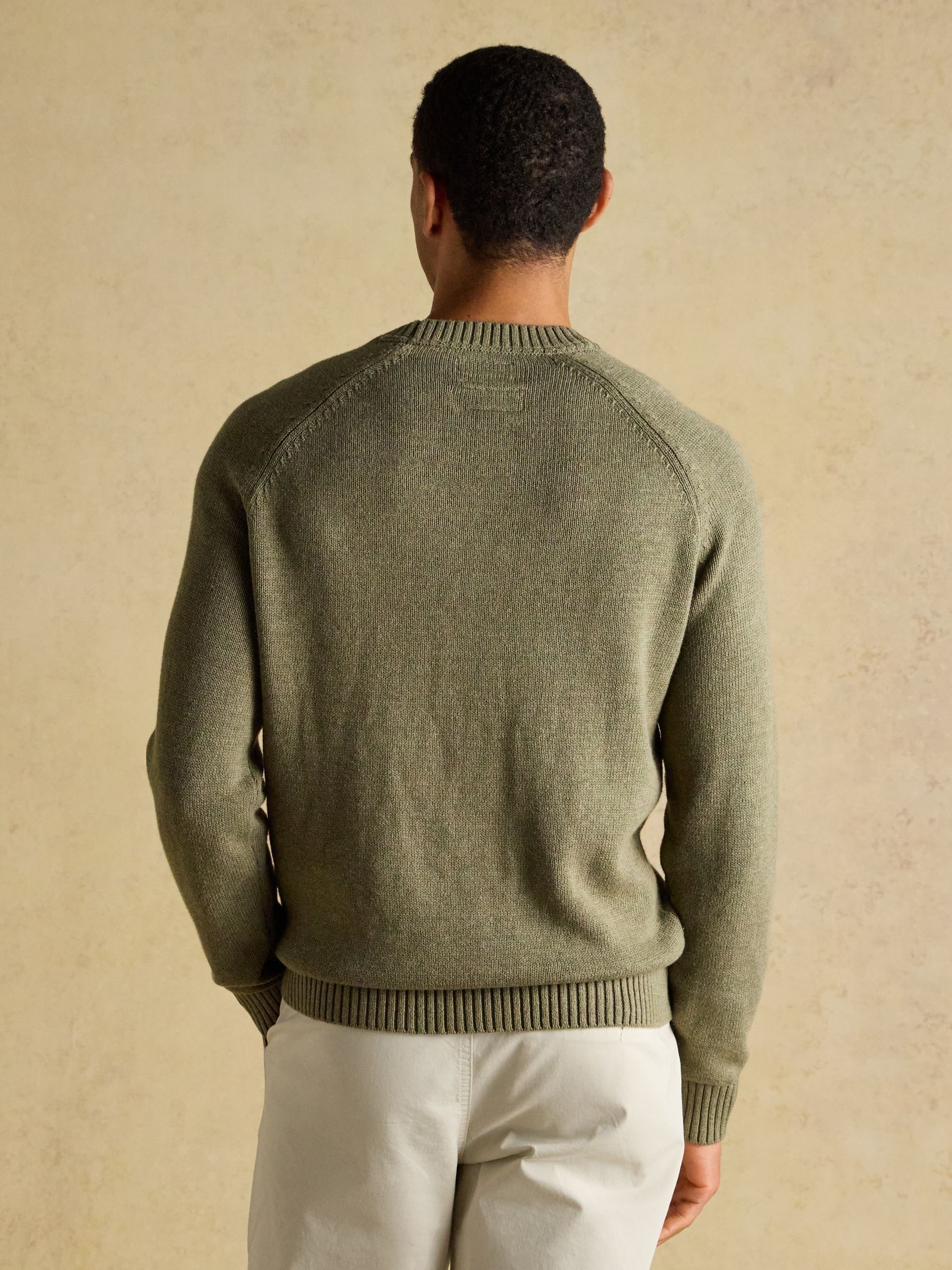 4x4 Intarsia Khaki Green Crew Neck Knitted Jumper - Image 2 of 7