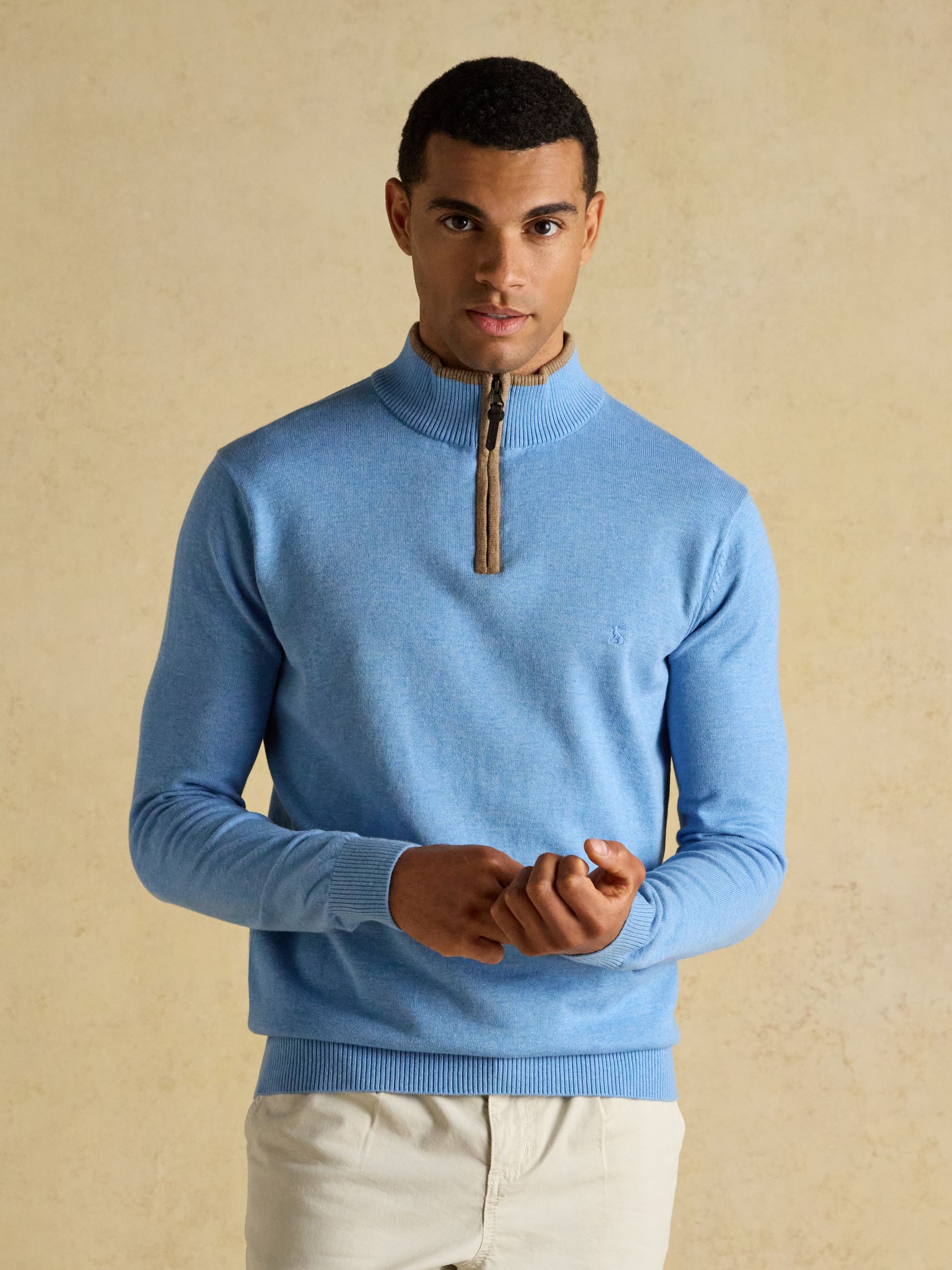 Hillside Light Blue Quarter Zip Knitted Jumper - Image 1 of 8 Hillside Light Blue Quarter Zip Knitted Jumper - Image 1 of 8