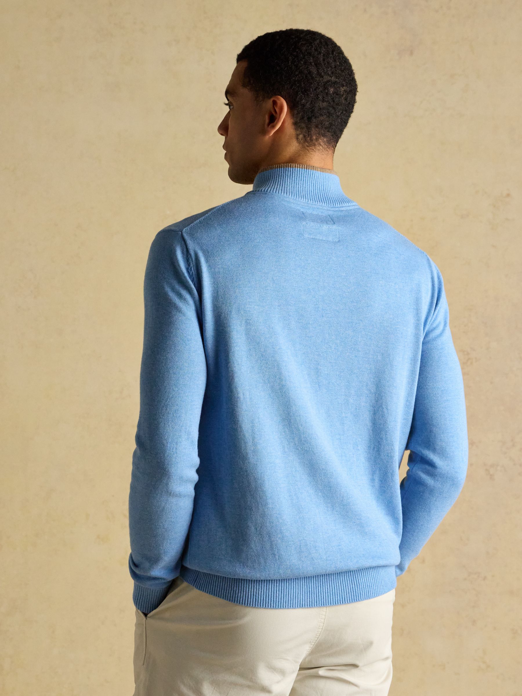 Hillside Light Blue Quarter Zip Knitted Jumper - Image 2 of 8 Hillside Light Blue Quarter Zip Knitted Jumper - Image 2 of 8